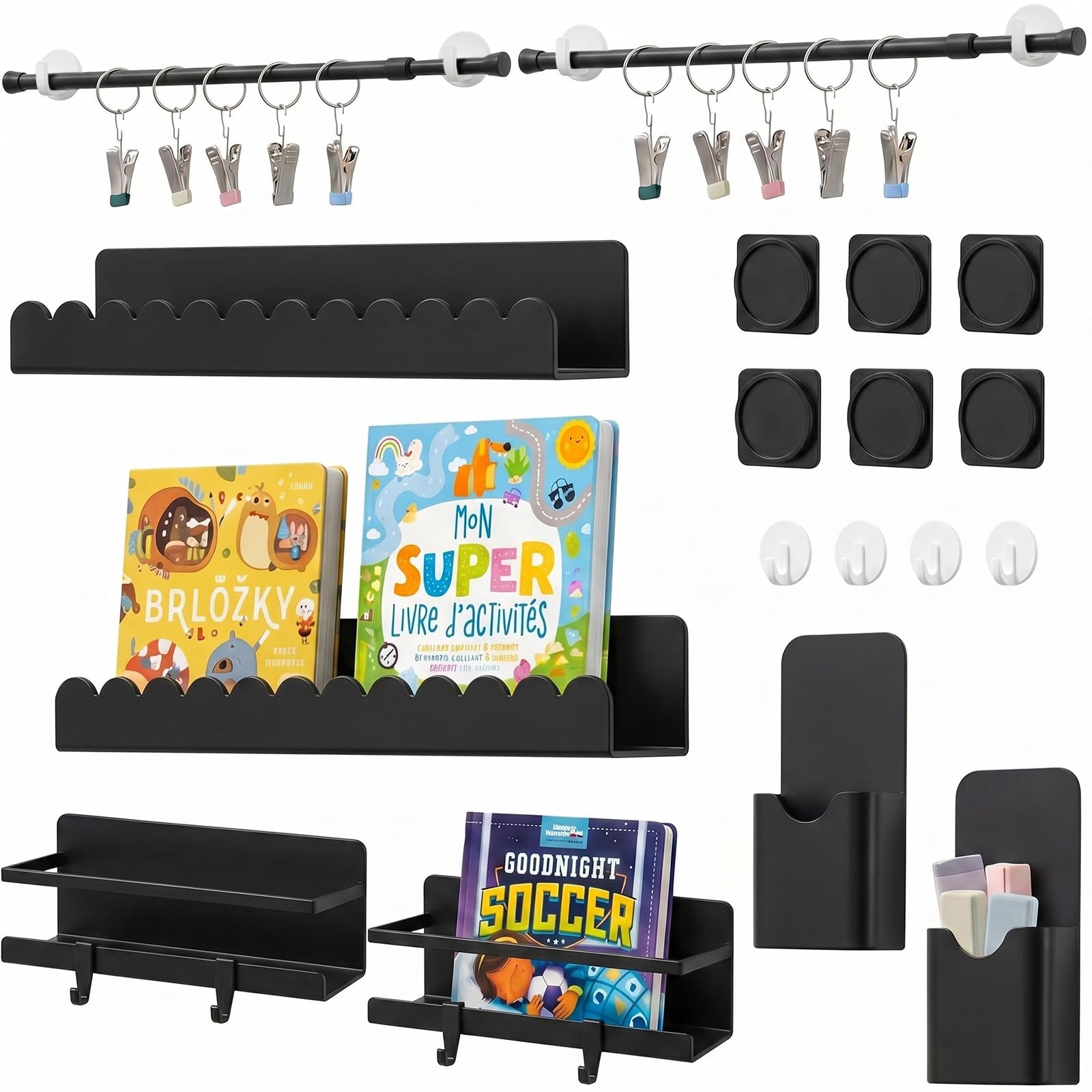 42 Pcs Magnetic Shelf for Classroom Whiteboard, 4 Magnetic Metal/Acrylic Book…