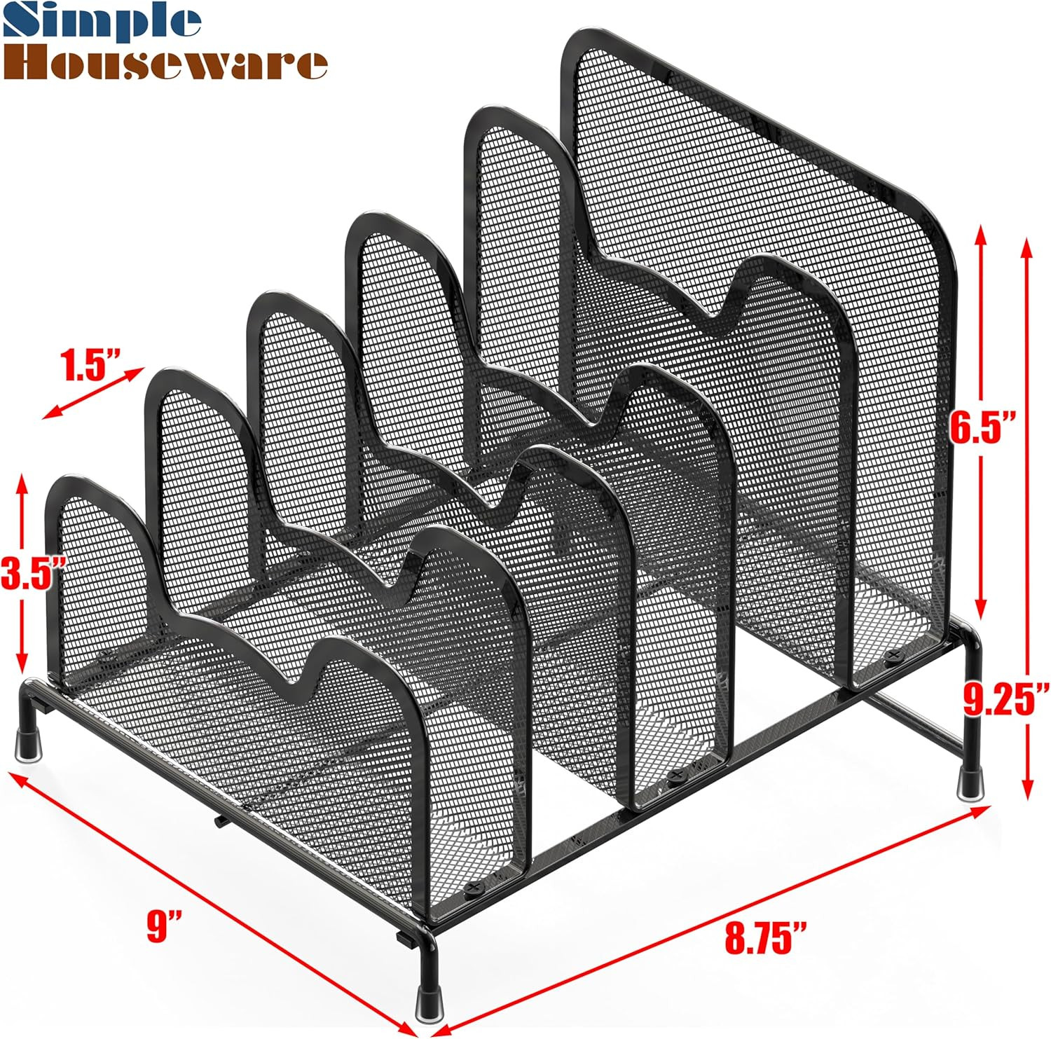 Desk 5 Sections Step File Sorter Organizer, Black