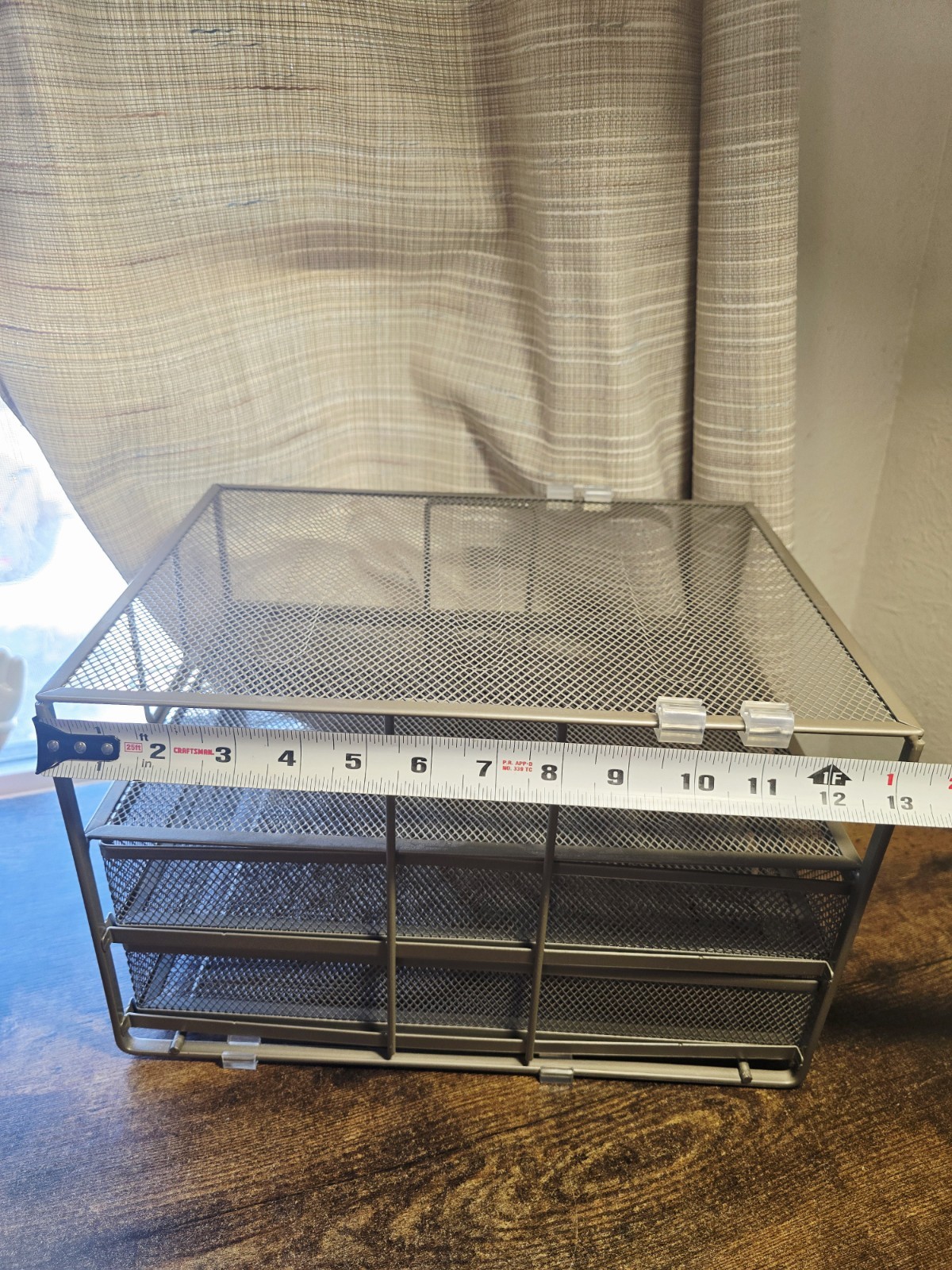 Metal Mesh Desk Organizer Gray Coating Two Sliding Pull Out Drawers .
