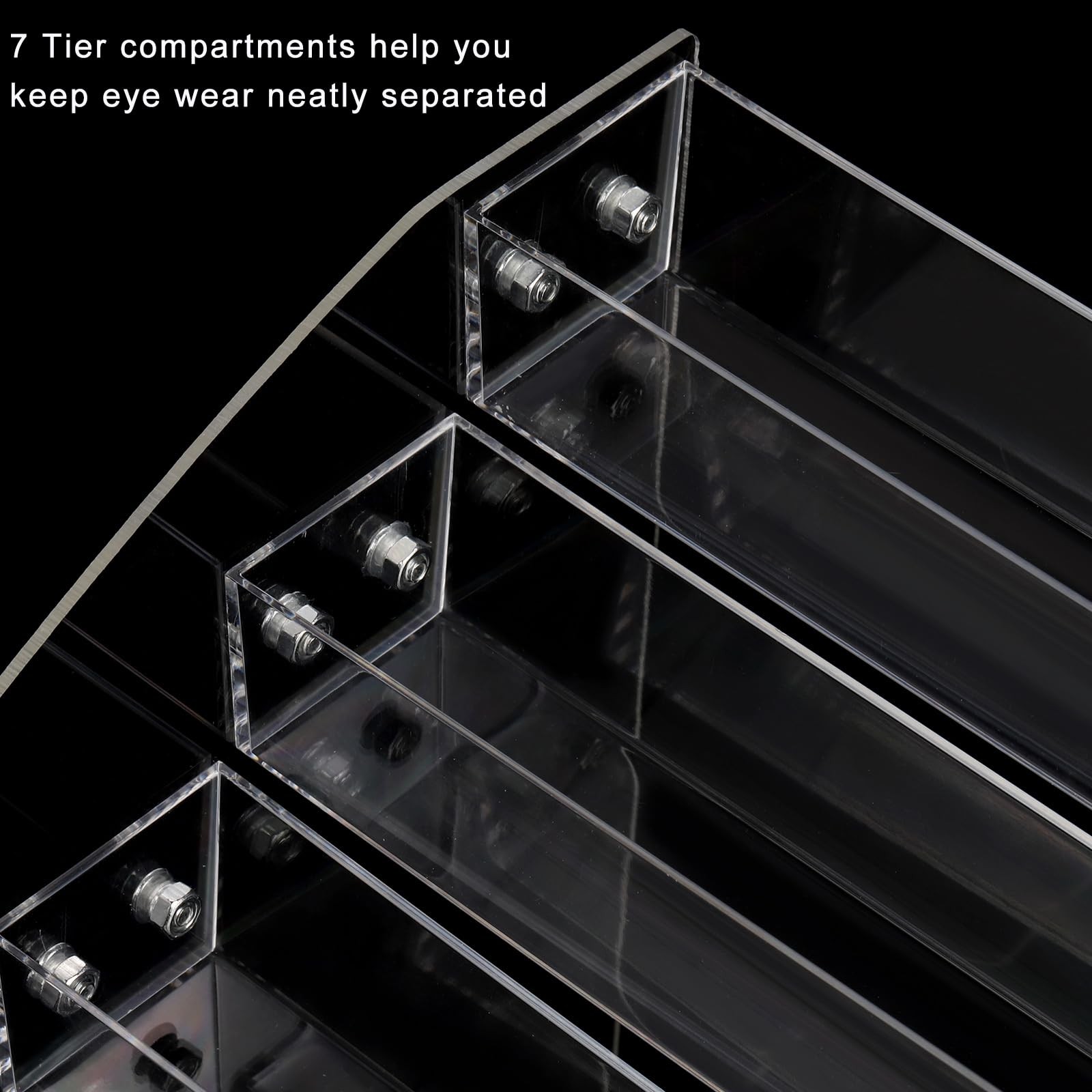 SOUJOY 7 Tier Sunglass Organizer Stand, Acrylic Holder, Clear