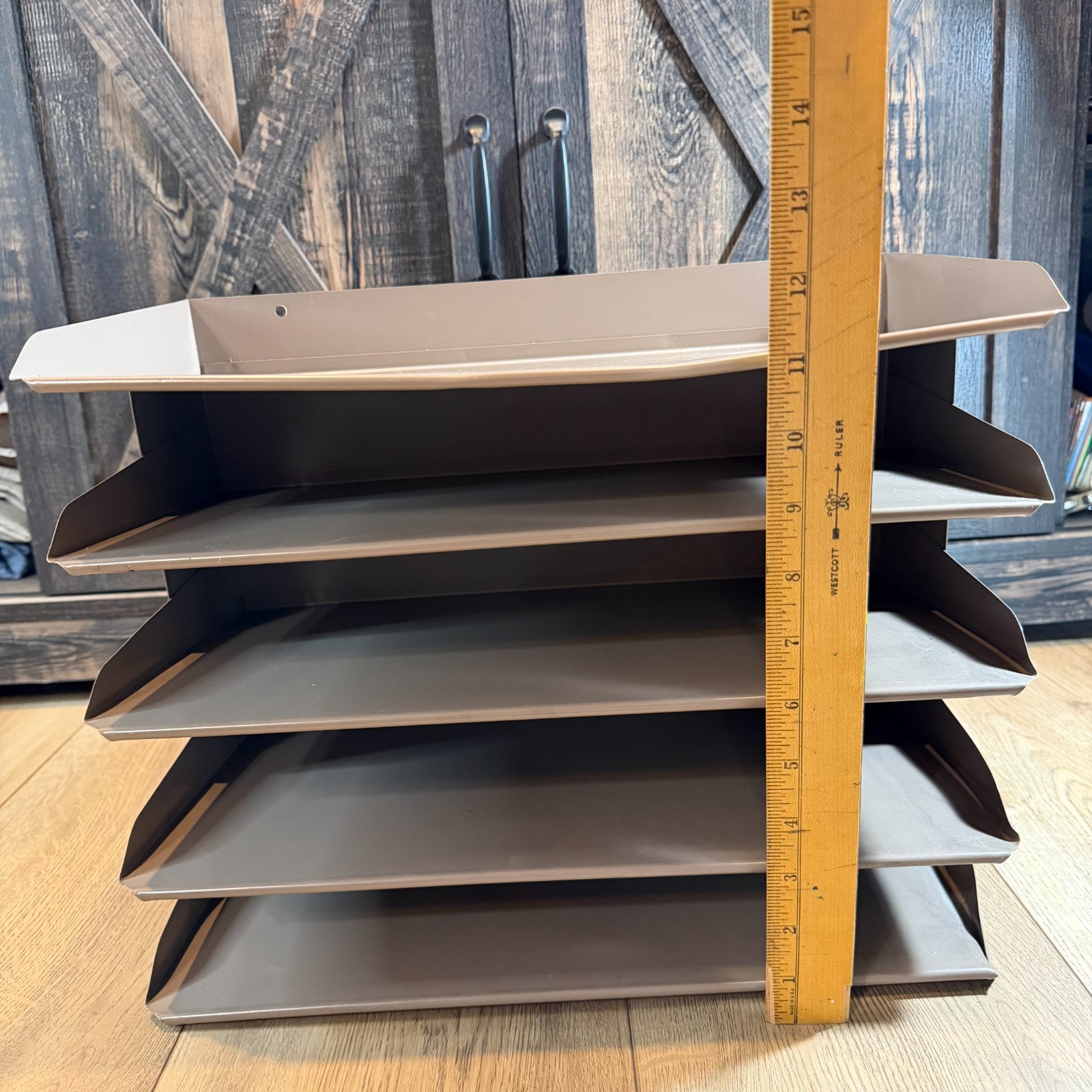 Vintage Metal Paper Holder 5-Tier Shelf File Letter Tray Desk Organizer READ