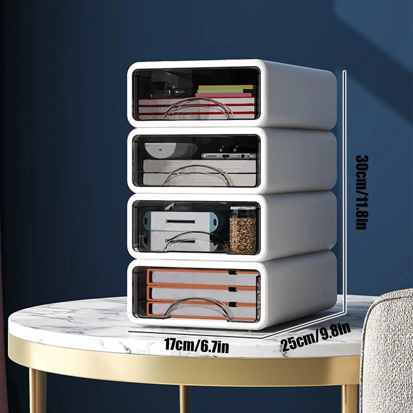 Desk Organizer with Drawers, Stackable Storage Drawers with Compartments Desk…