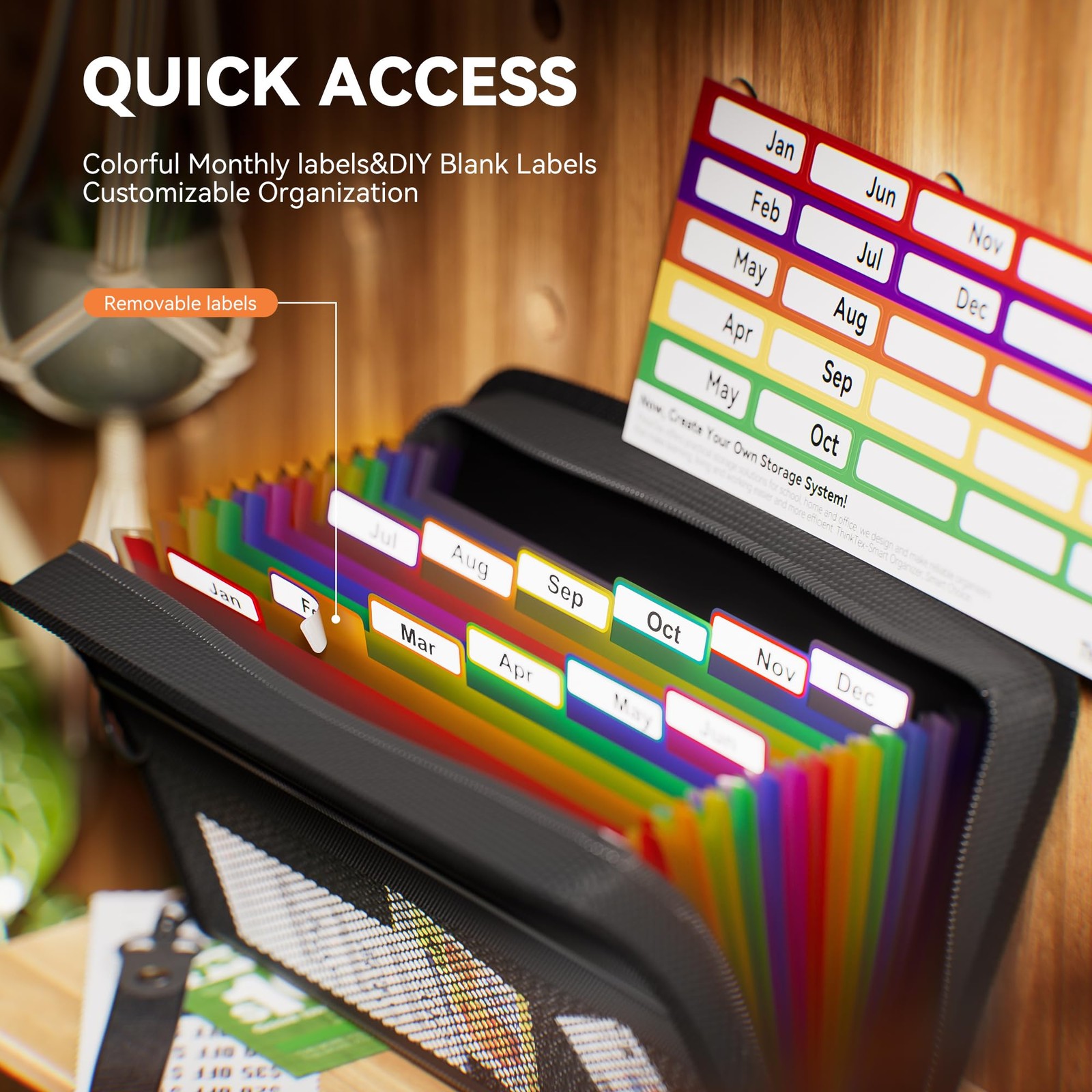 ThinkTex Receipt Coupon Organizer, 12 Pockets Small Accordion File Black