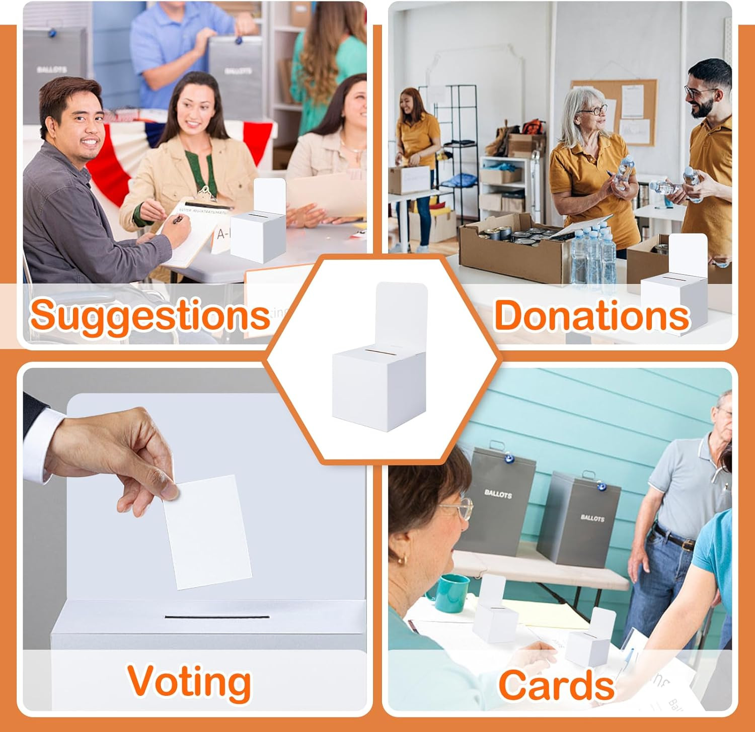 VOISEN Raffle Box,3 Pcs Raffle Boxes with Slot,Cardboard Ballot Boxes and Remova