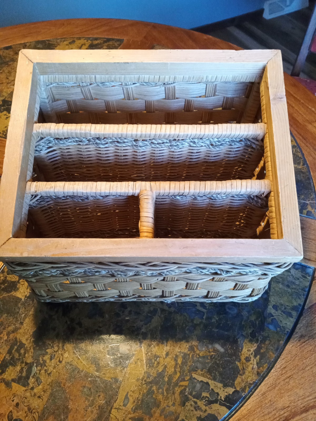 Rattan Wicker Desktop/ Cutlery Organizer Storage Basket 11″ X 8″