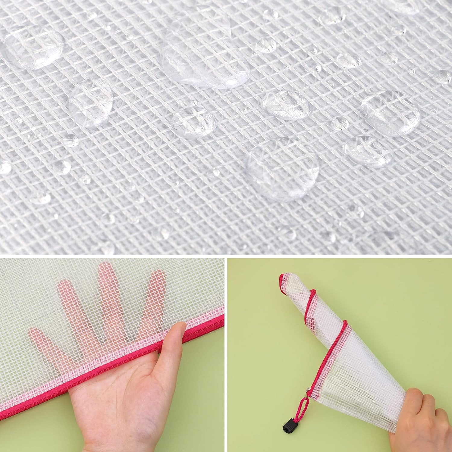 8Pcs Mesh Zipper Pouch – 8 Sizes Waterproof Zipper Bags, 8 Colors Waterproof Pla