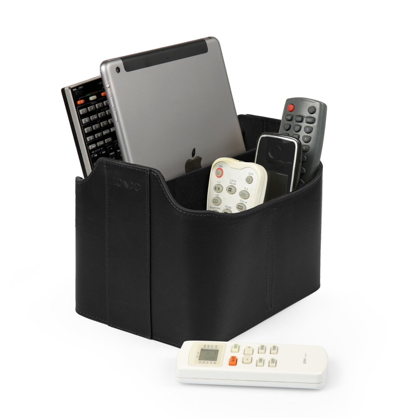 Londo Pu Leather Remote Control Holder Office Supplies Desk Organizer Tablet