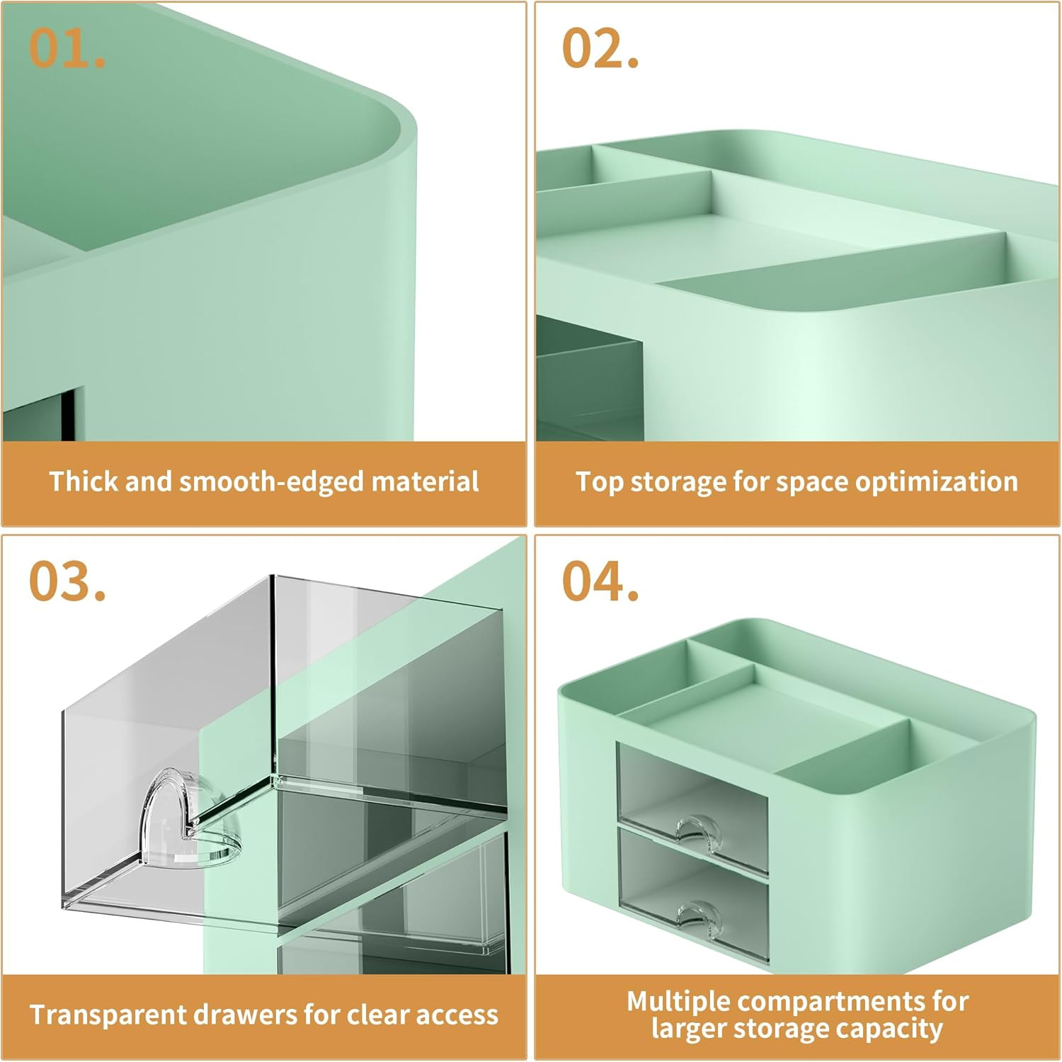 Pen Organizer with 2 Drawer, Multi-Functional Pencil Holder for Desk, Desk Organ