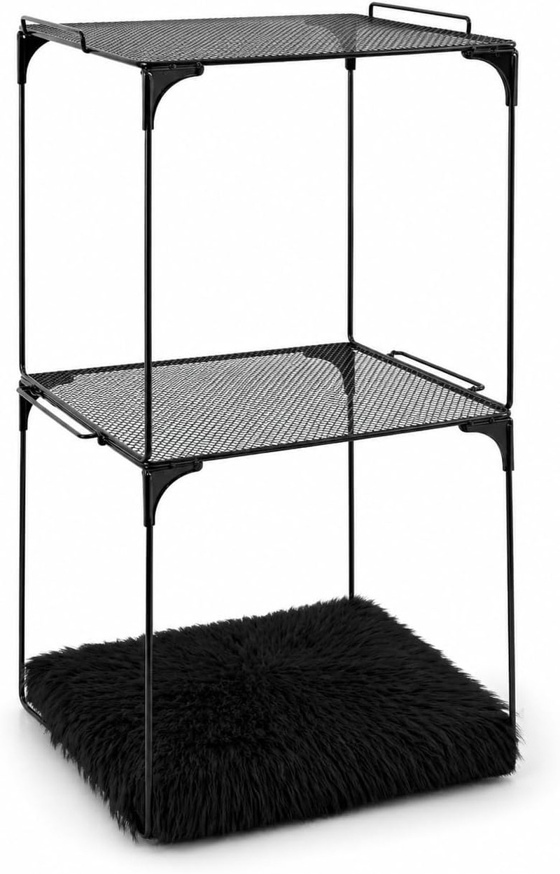 Locker Organizer Shelf with Square Fluffy Mat, 3 Pcs 24In Tall Stackable Metal M