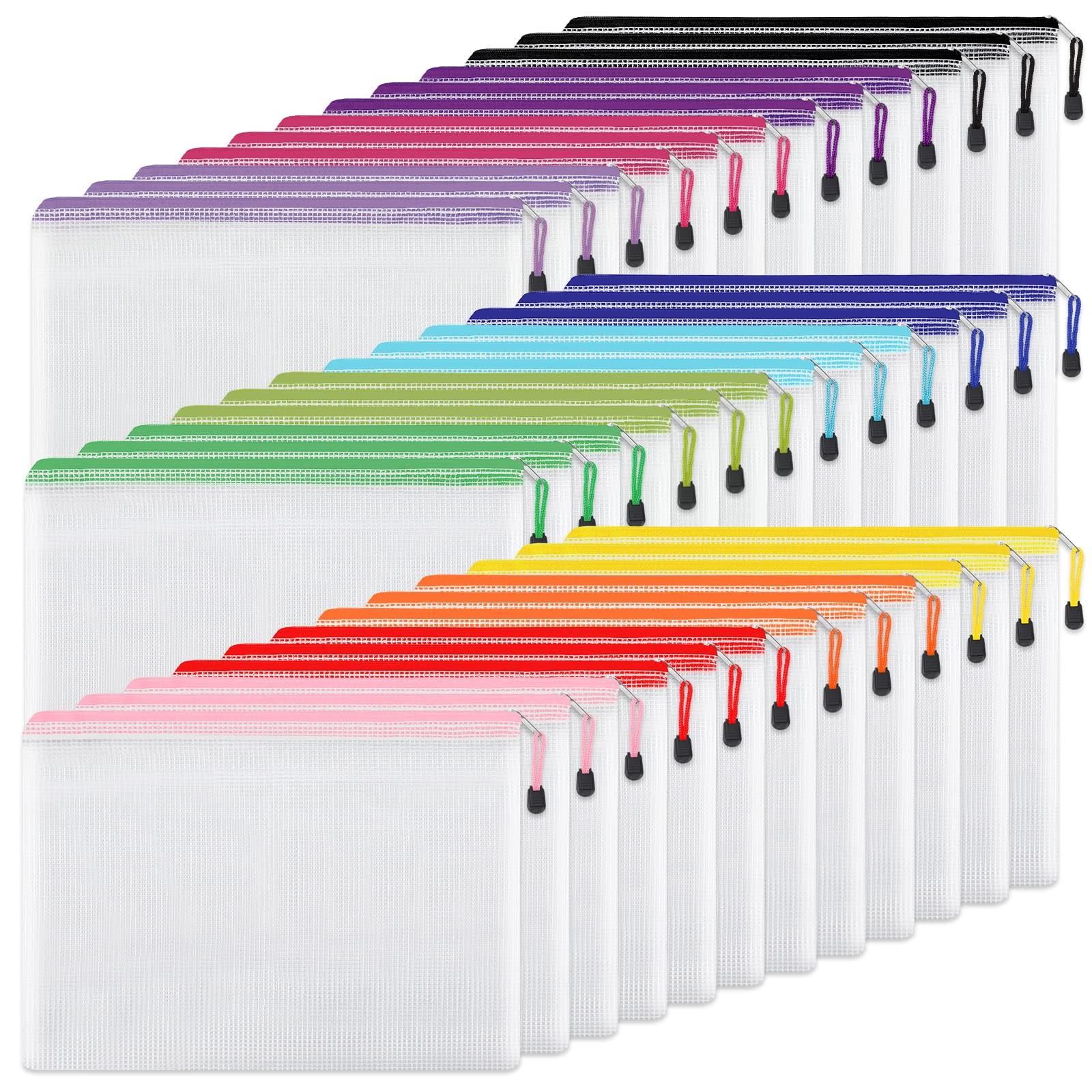 36pcs Pencil Pouch, Mesh Zipper Pouch Zipper Bags, 6×9 Inches Large Storage B…