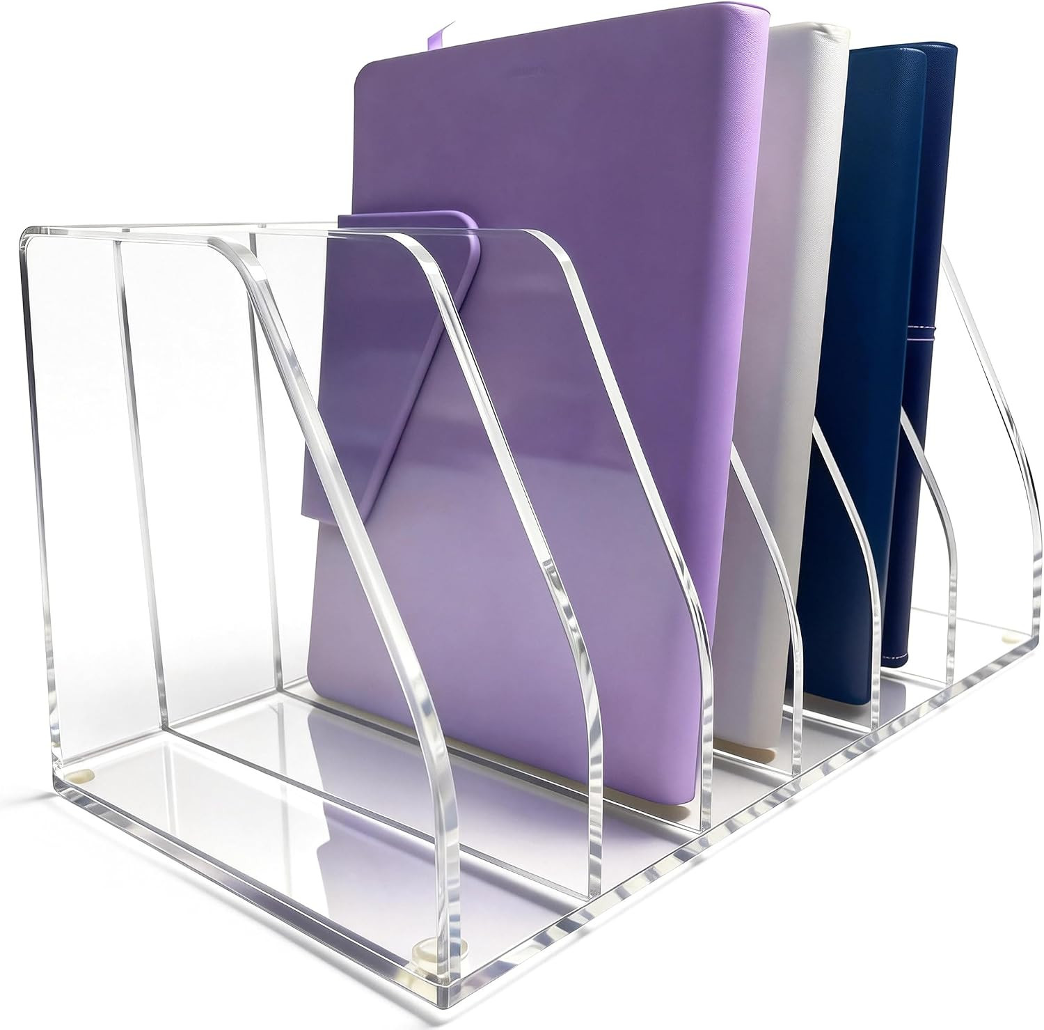 Acrylic Magazine File Holder, 6 Vertical Compartments Desk Document Sorter Organ