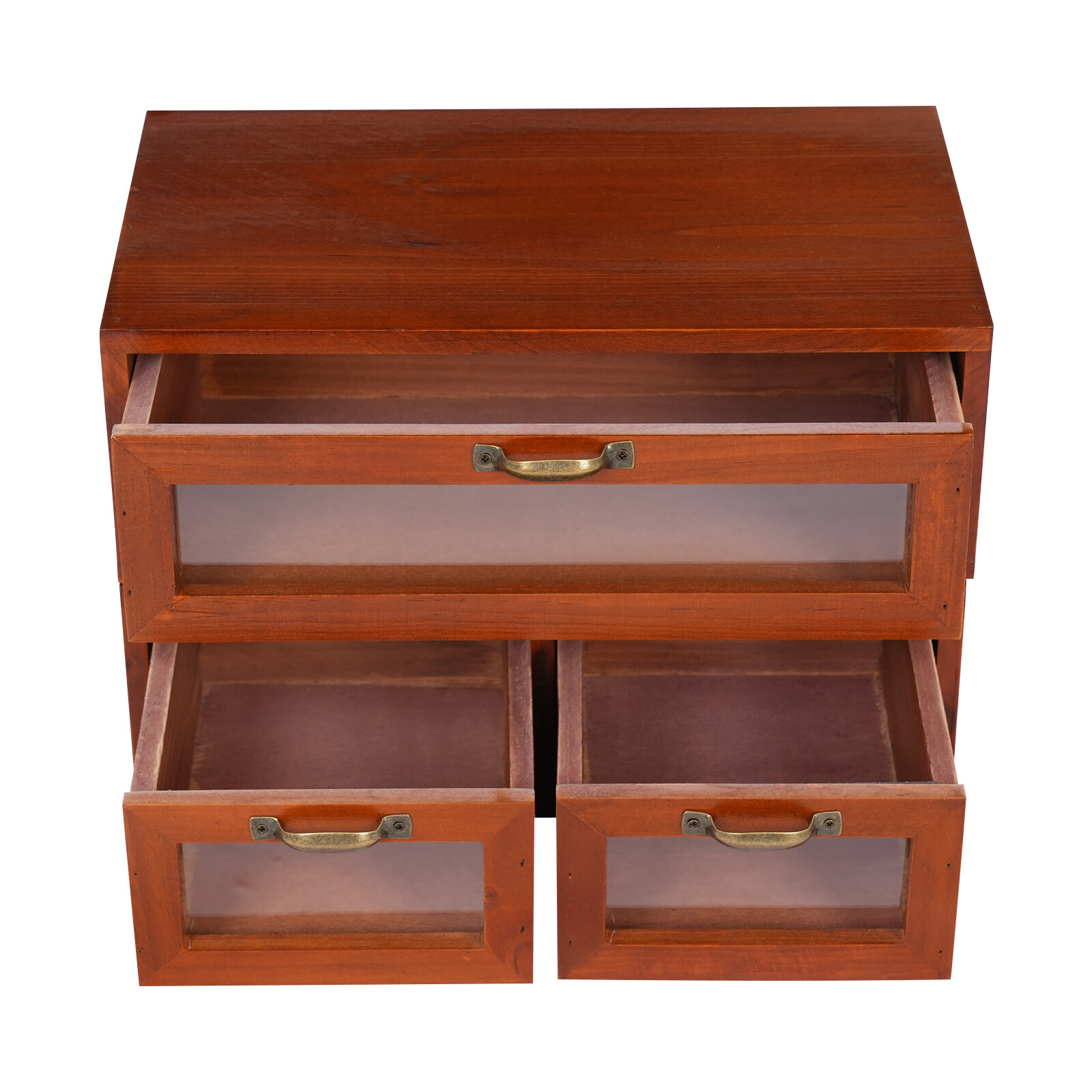 Vintage Desk Organizer Tabletop Storage Organization Box w/ 3 Drawers for Office