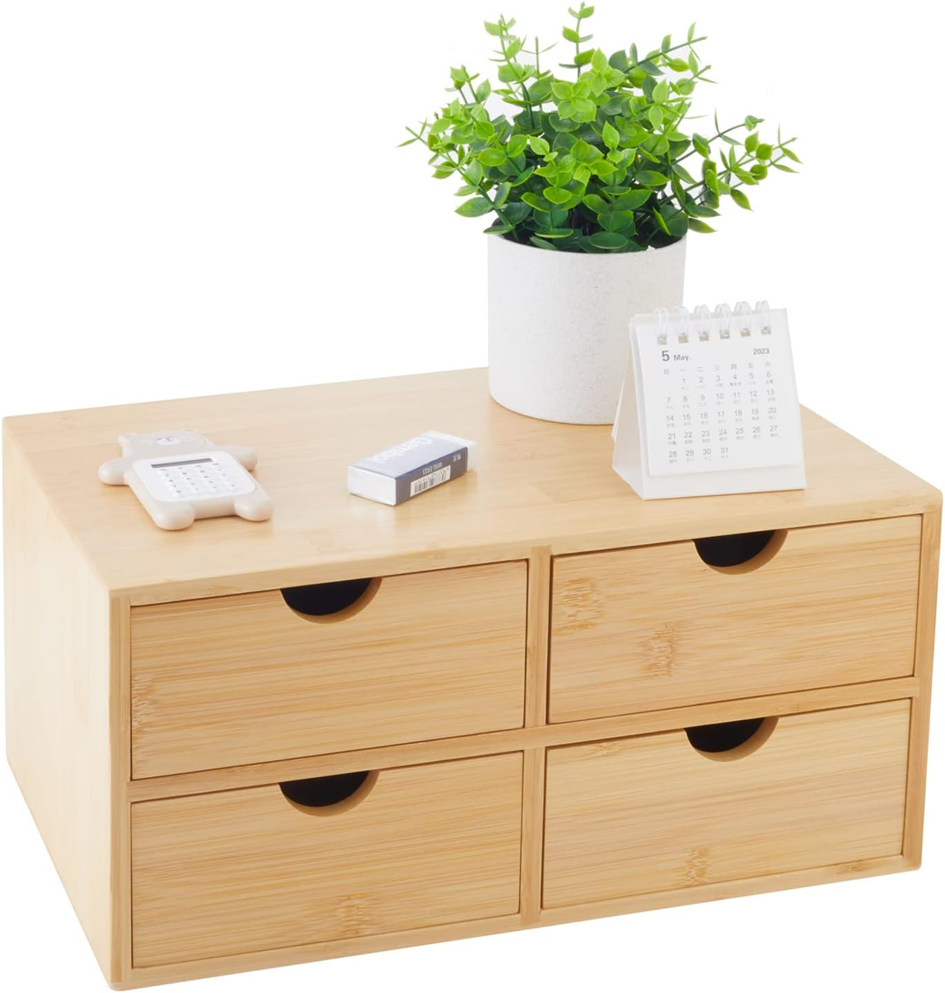 Bamboo Desk Organizer with Drawers Countertop Drawers Counter Storage Box Corner
