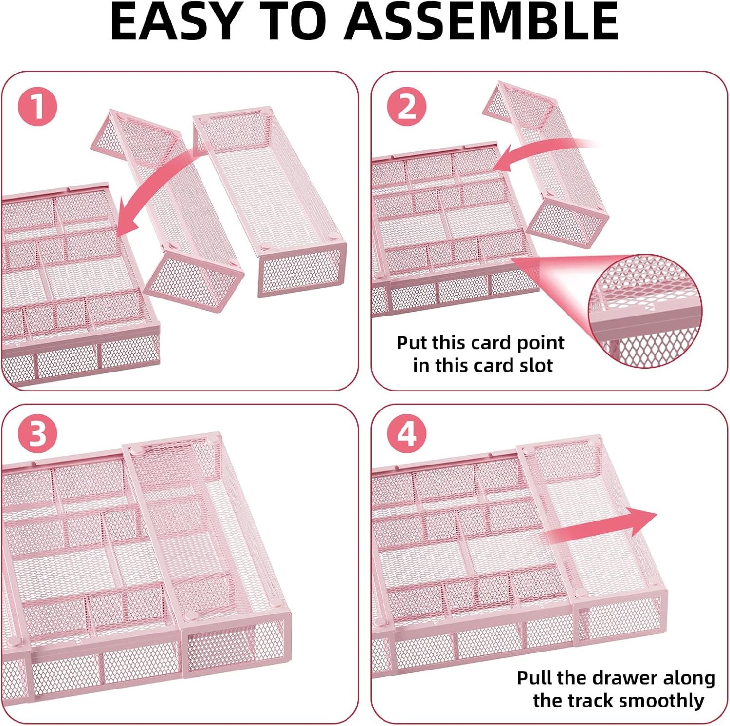 Expandable Desk Drawer Organizer,Mesh Tray w/ 10 Adjustable Compartment Organize