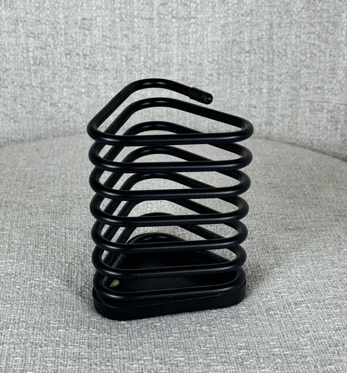 Vintage Furio Coil Pen Pencil Cup Desk Post Modern Metal 1996 Black 5” Triangle
