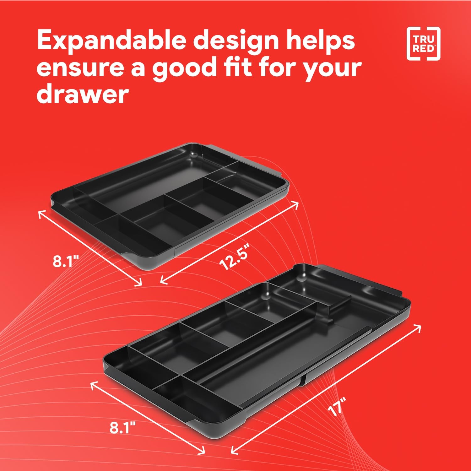 Expandable Plastic Drawer Organizer, 7‑Compartment, Black – Adjustable Desk &…