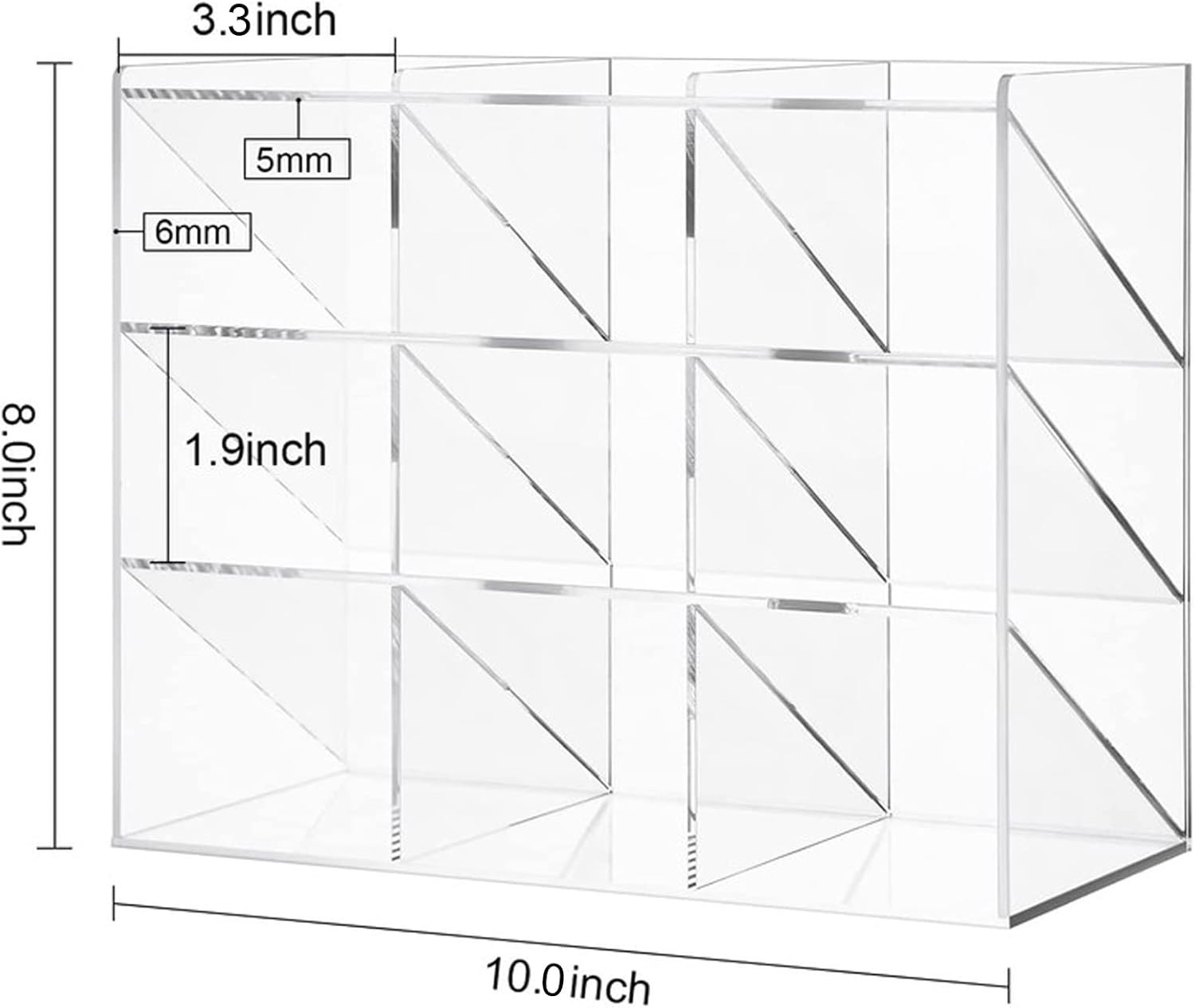 Clear Pen Organizer Storage Acrylic Desk Organizer with 12 Compartments, Pen Org