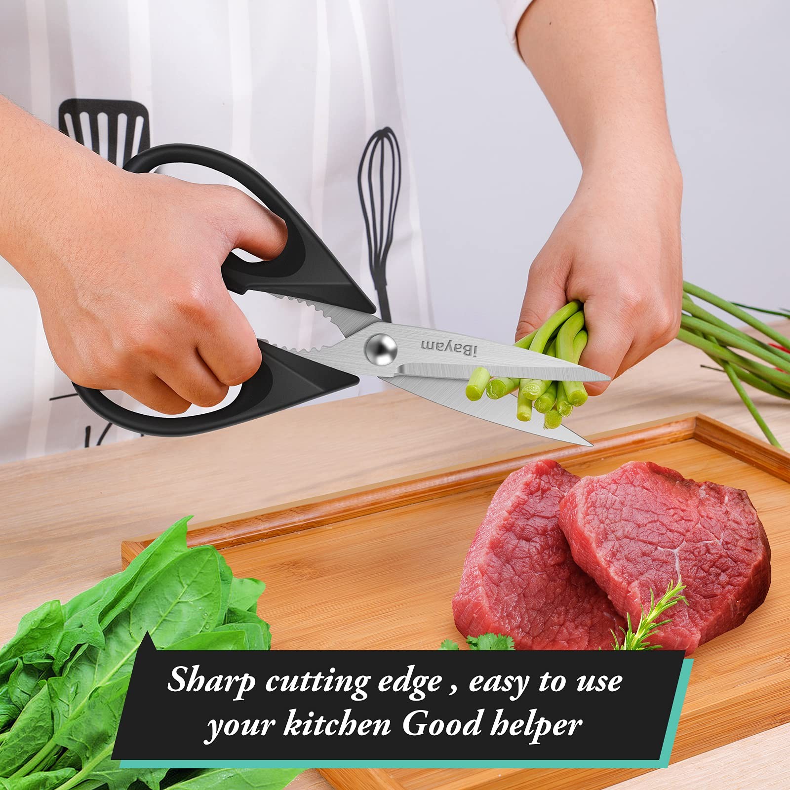 Shears Kitchen | 2 Pack | 8.5 Inch | Stainless Steel | Black