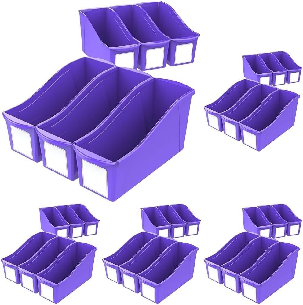 Large Book Bin Interlocking Plastic Organizer Home Office & Classroom