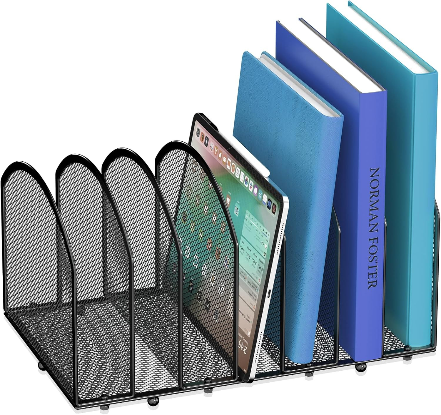 7-Section Desk File Organizer, Mesh Desktop Organizer File Sorter Office Organiz