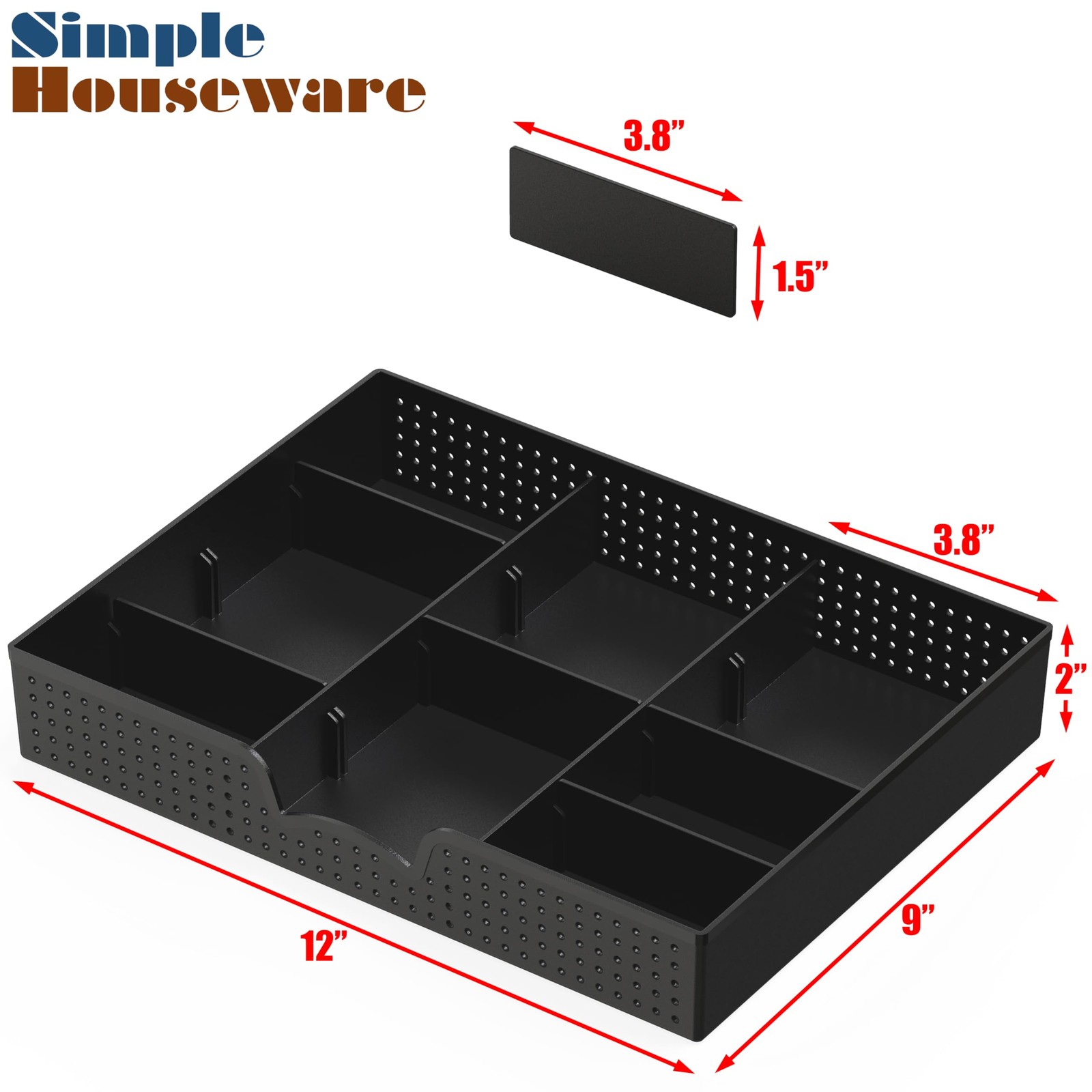 Simple Houseware 9~Compartment Drawer Organizer Tray, Black