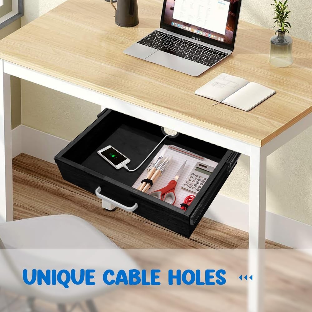Upgrade Wood Under Desk Mounted Sliding Pull-out Drawer, Ball-Bearing Black