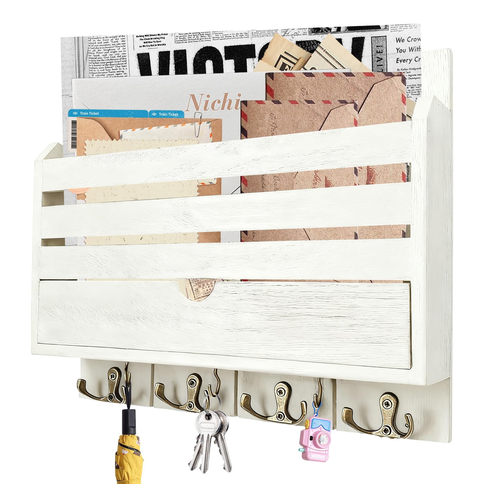 Decorative Organizer, Key and Holder for Wall,Wood Key Holder Wall Mount with…