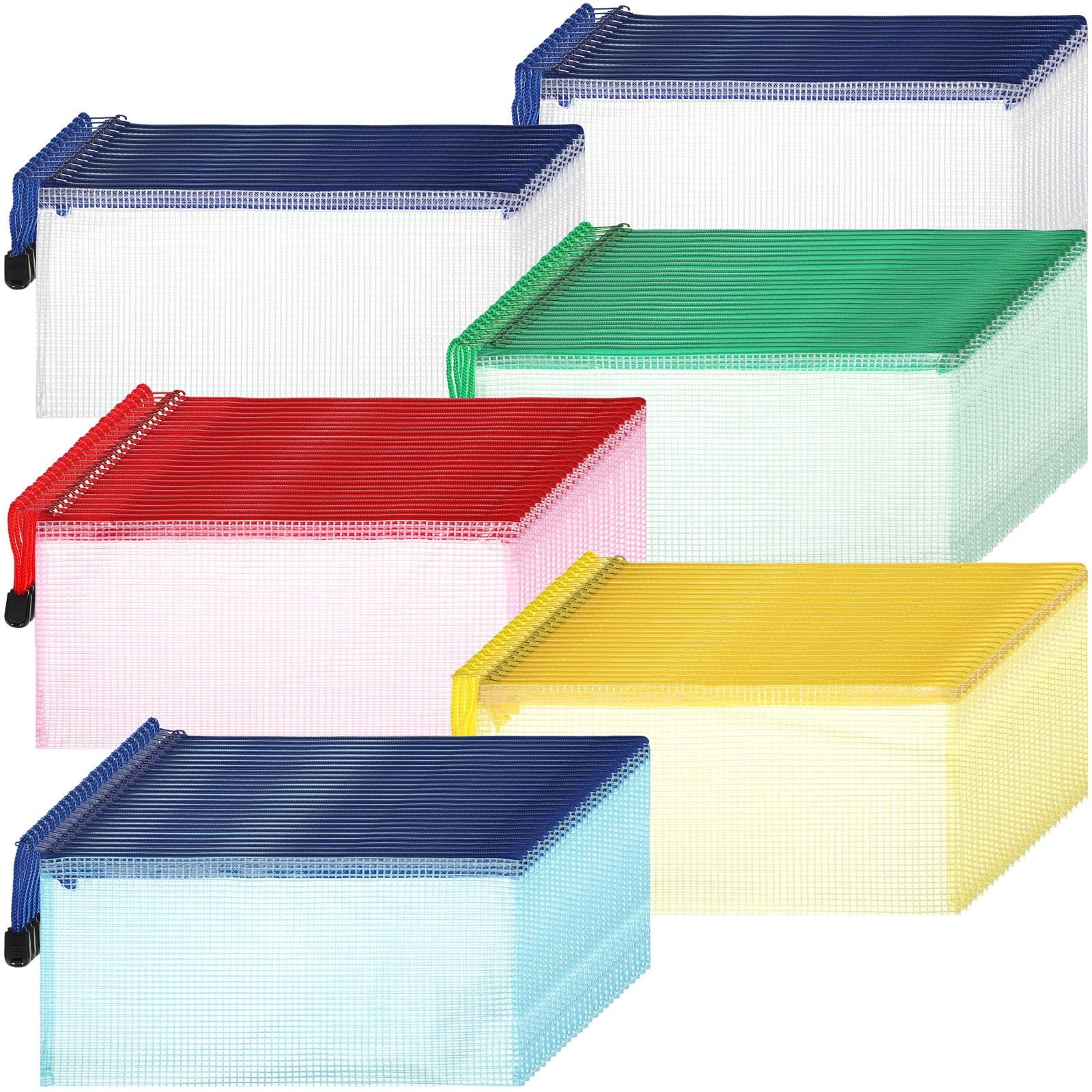 120 PCS Multicolor A6 Clear Waterproof Mesh Zipper Pouch Pencil Case Bag