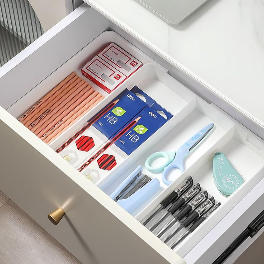 2 Pack Shallow Drawer Organizer (1.57″ H), Modular Expandable Desk Dividers (…