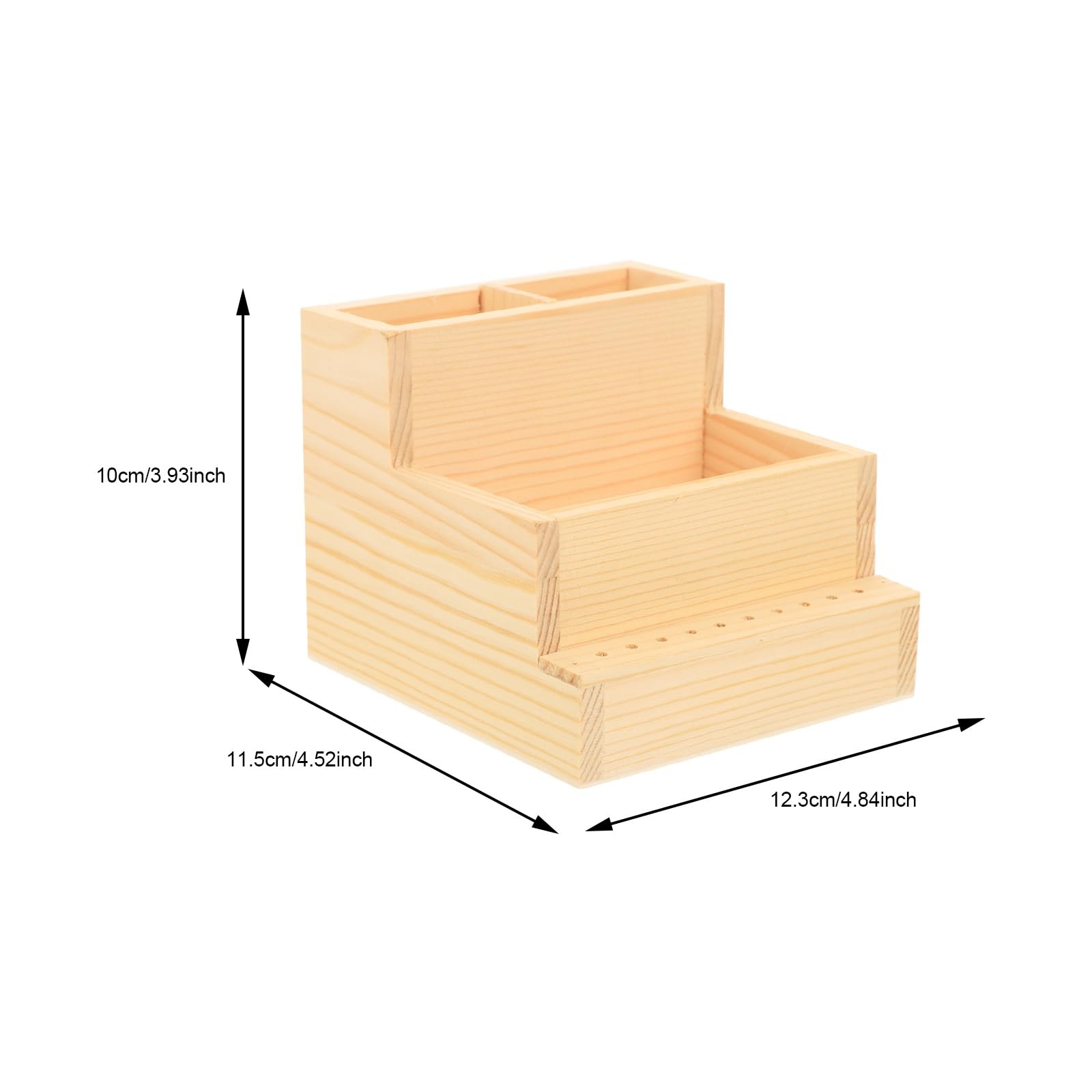 Nail Drill Bits Holder Wooden 10 Holes Manicure Bit 12.3×11.5cm, Light Yellow