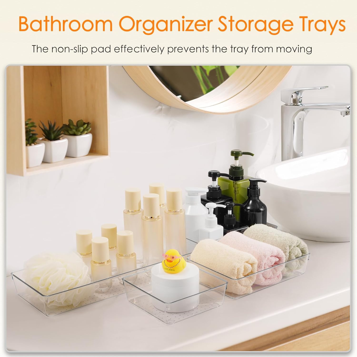 Drawer Organizer, 10 Pack Large Clear Plast Set, 3 Size Versatile Bathroom and V