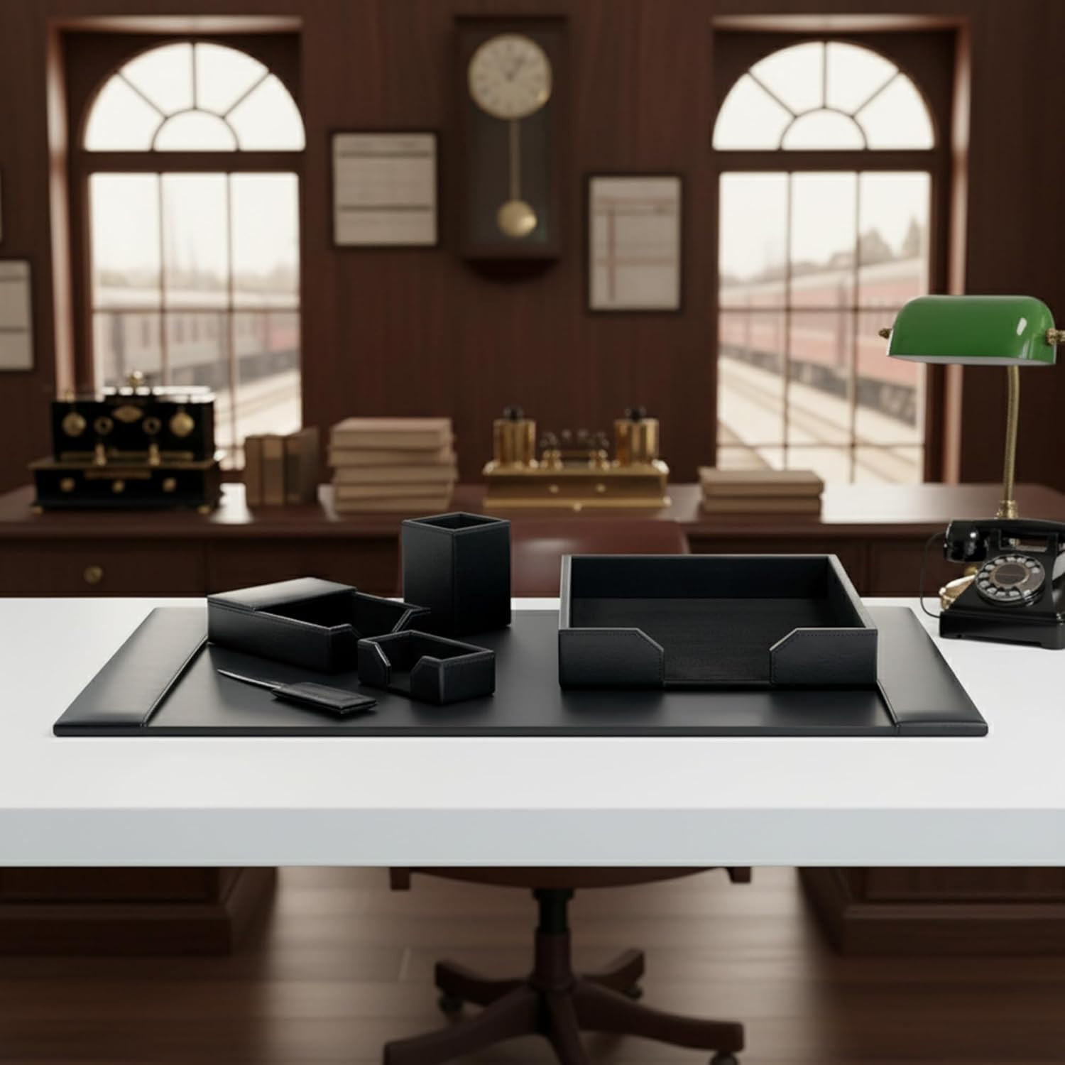 Bonded Leather Desk Set – Luxury Leather Desk Pad & Desk Organization Essentials