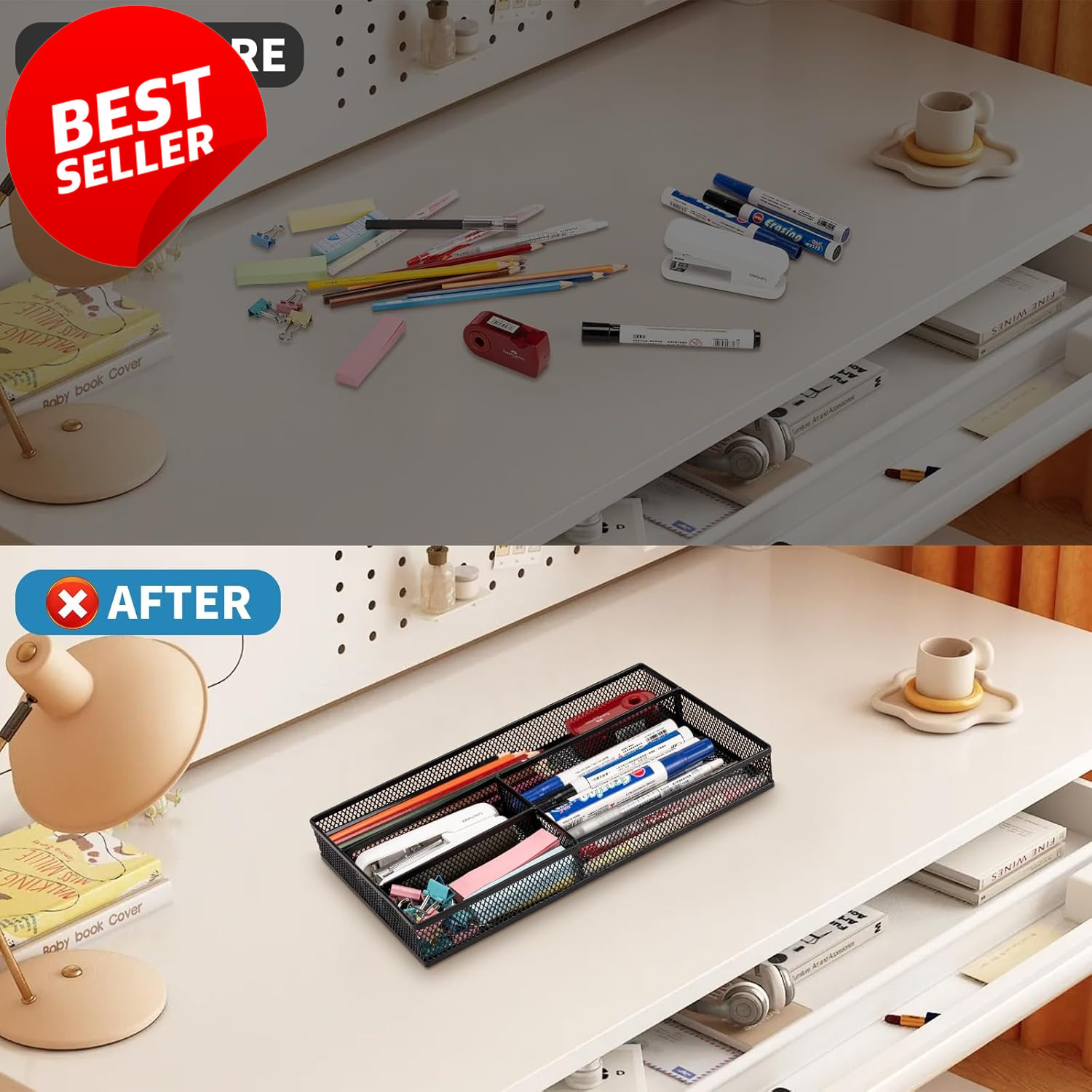 Desk Drawer Organizer Tray 4 Compartment Non-Slip Storage for Office Home – US