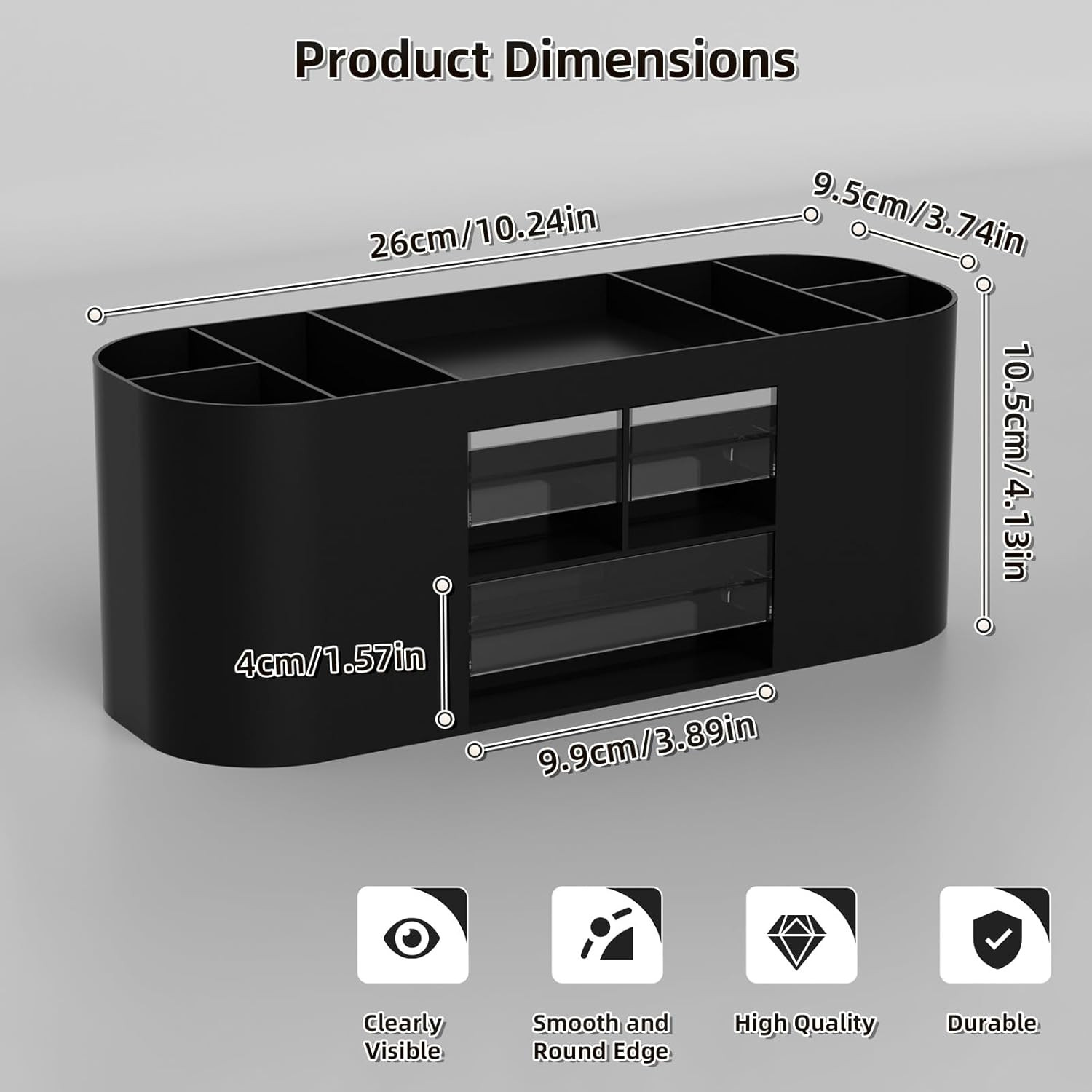 Desk Organizer Pen Holder with 3 Drawers, Multi-Functional Pencil Holder,Desk Or