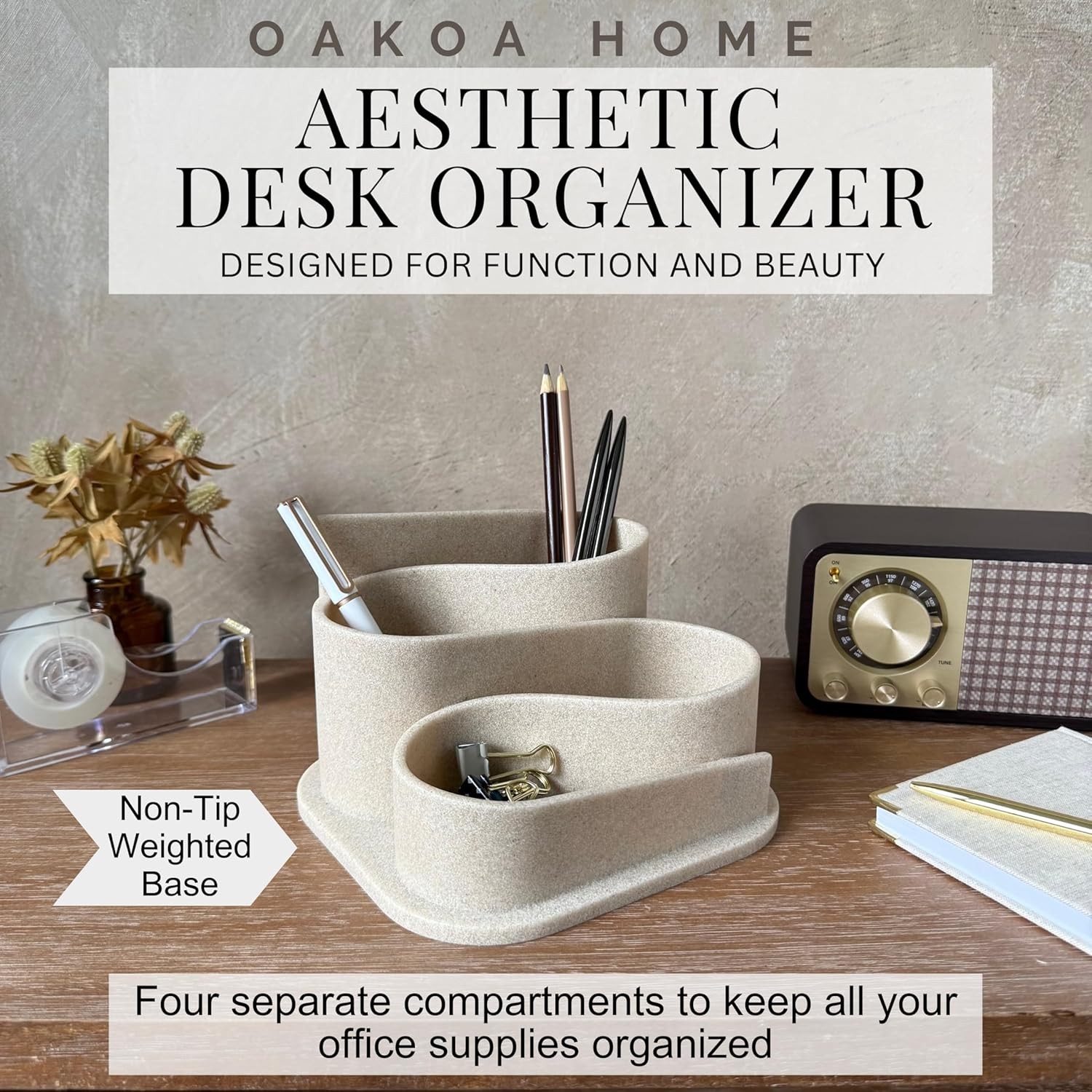 Aesthetic Desk Organizer – Aesthetic Office Desk – Boho Pen Holder – Neutral …