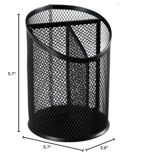 Stylish Metal Mesh Pen and Pencil Holder 3 Compartment Desk Organizer