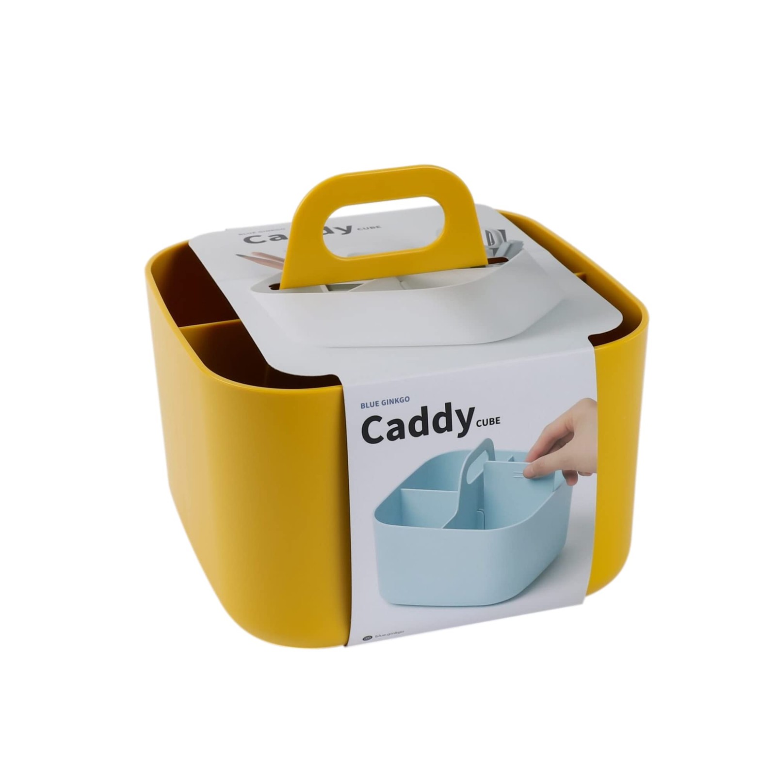 Yellow Square Small Stackable Organizer Caddy Portable Tote Bathroom Office