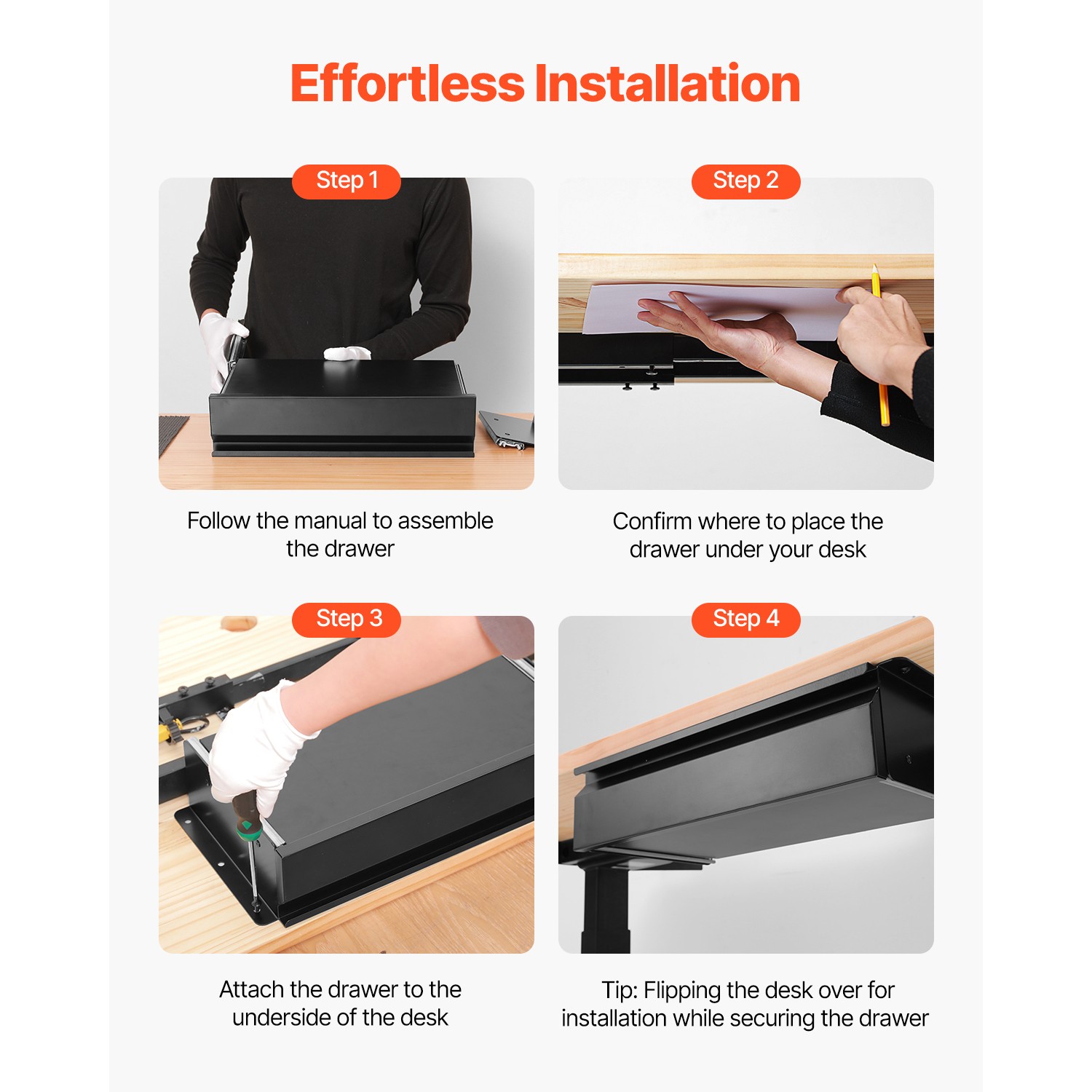 Uimoso 16 in Slide-Out Under Desk Drawer Organizer for Home or Office Use