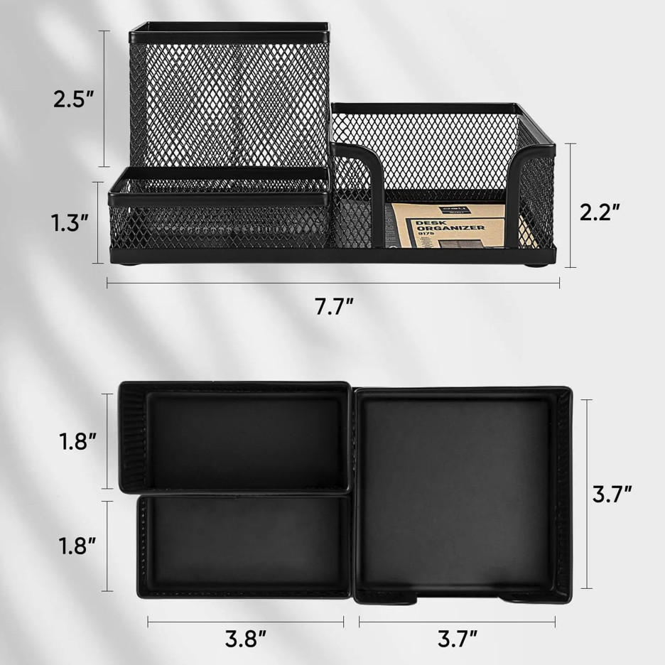 1pc Mesh Desk Organizer 3 Compartment Pencil Holder Office Storage – NEW