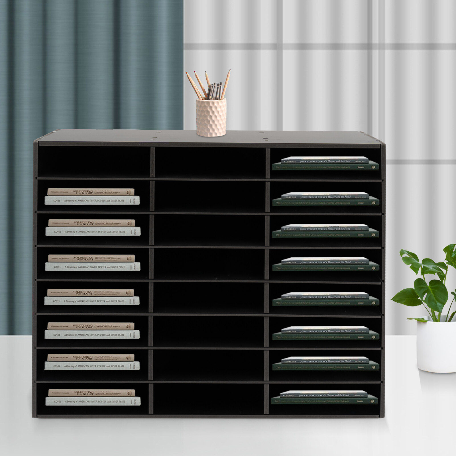 Desktop Literature Organizer File Sorter Paper Storage Holder 24 Compartments