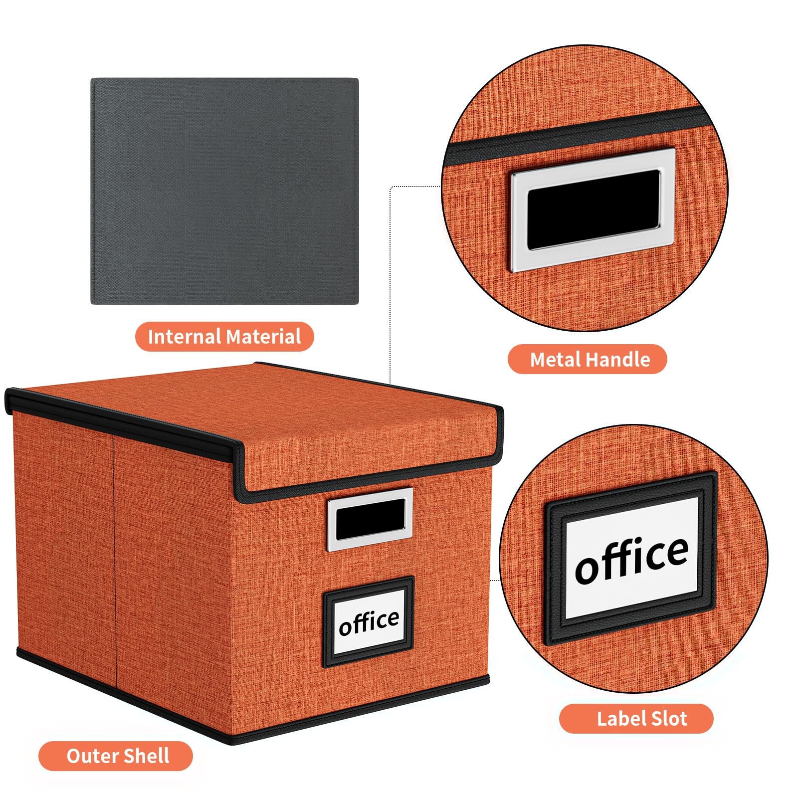 Huolewa File Organizer Box with 1 pack – without folders, Reddish Organge