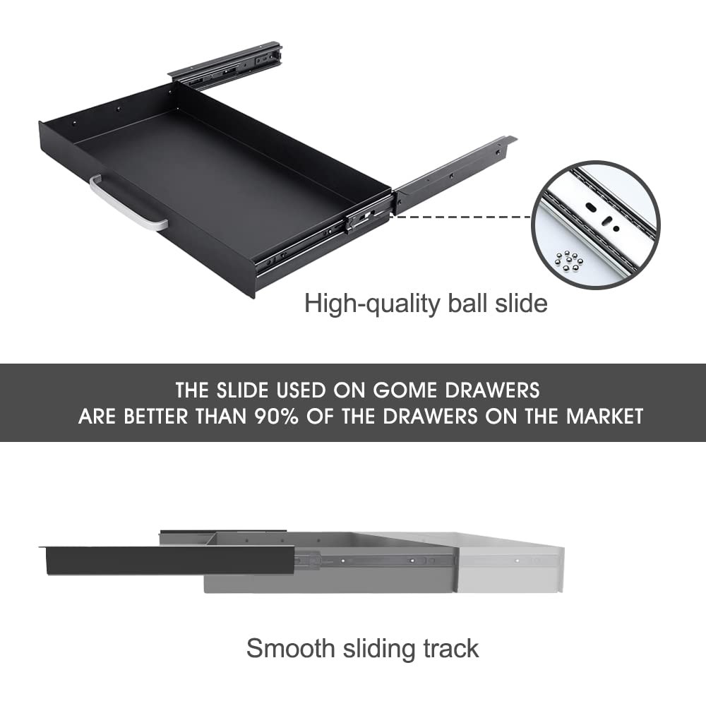 Large Size Under Desk Slide out Pencil Drawer with Adjustable Space Divider D…
