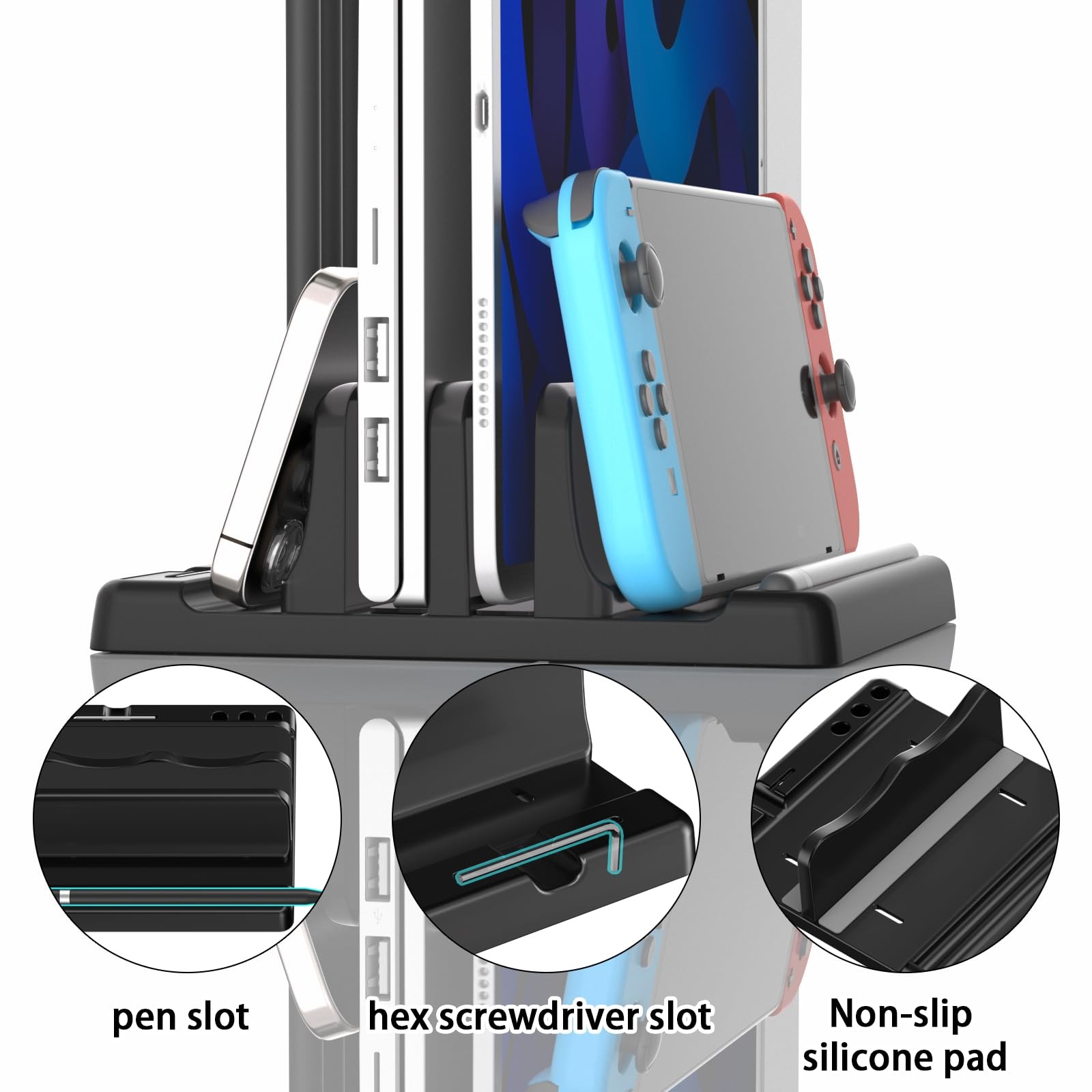 Ahonnpely Vertical Laptop Stand Holder – Adjustable ABS Plastic Black