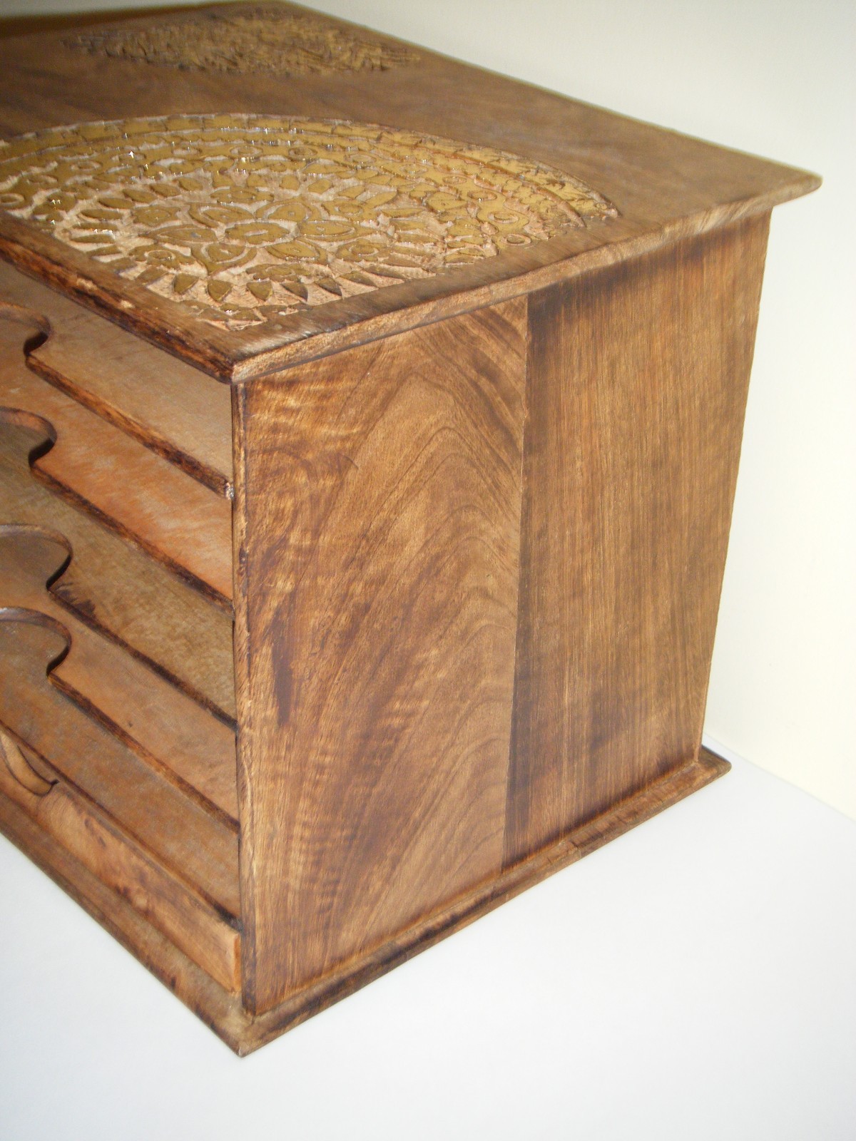 Kenton Grey Wood Paper Tray Shelf Desk Organizer Made In India