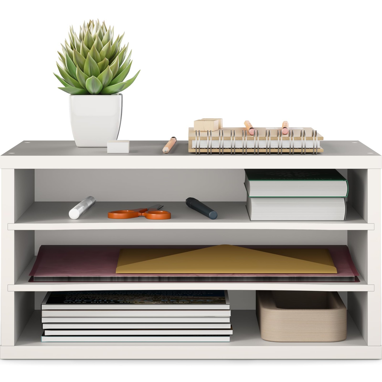 Paper Organizer, 3-Tier Stackable Wood Desk Organizer, Document File Organize…