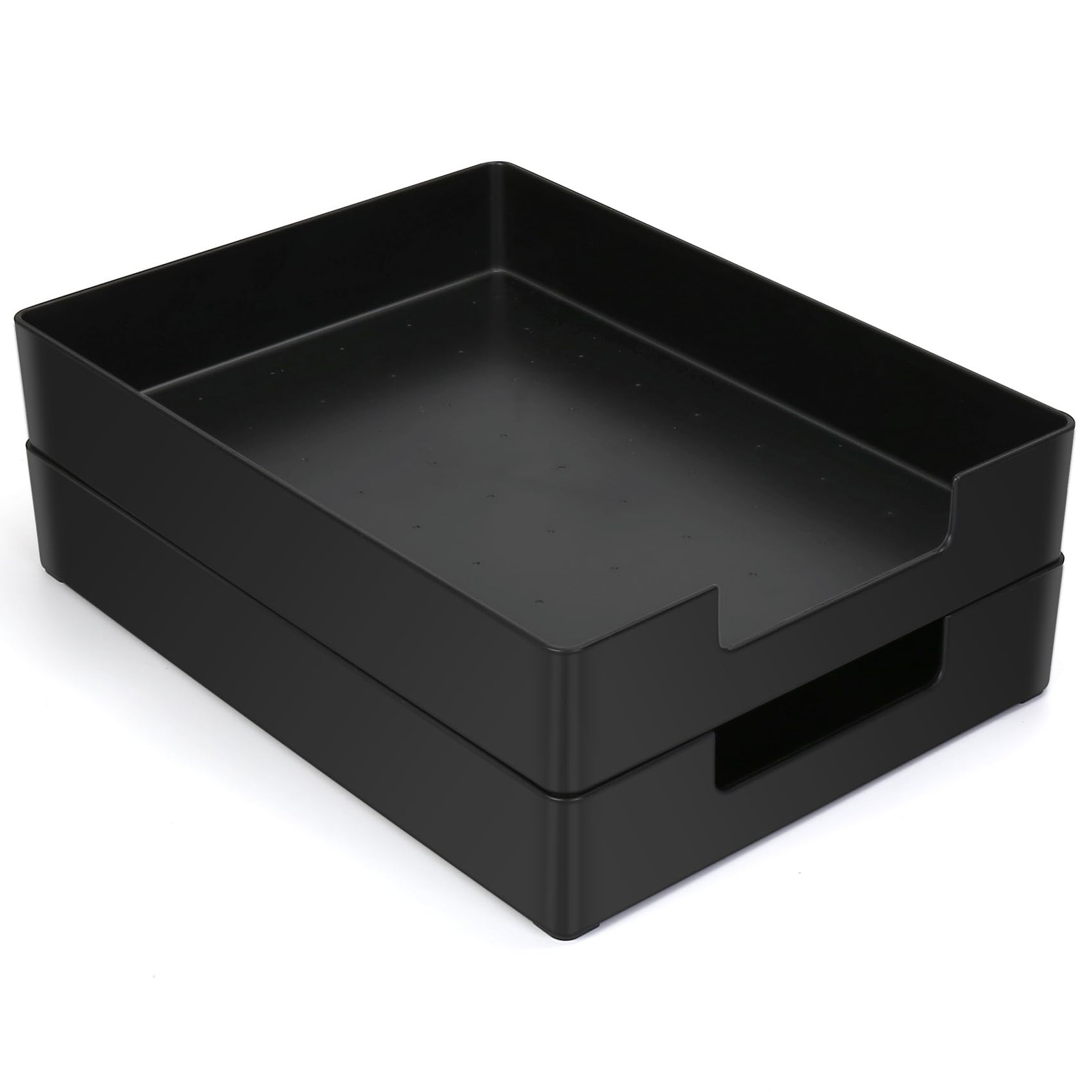 EsOfficce Letter-Size Tray, 2PCS Plastic Stackable A4 Paper Black 2pcs