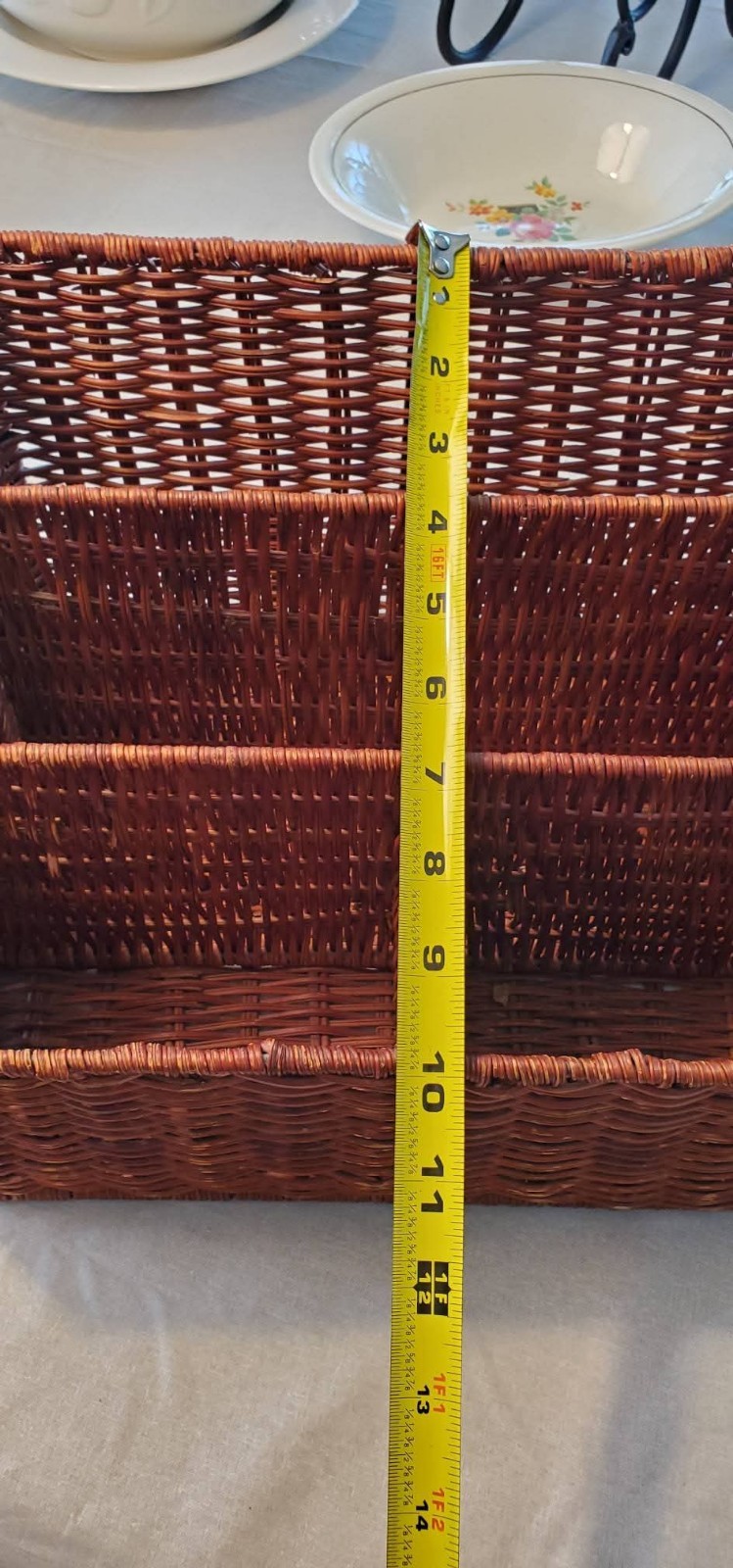 Vintage Wicker Rattan Desk Mail Organizer work Office Cottagecore Boho