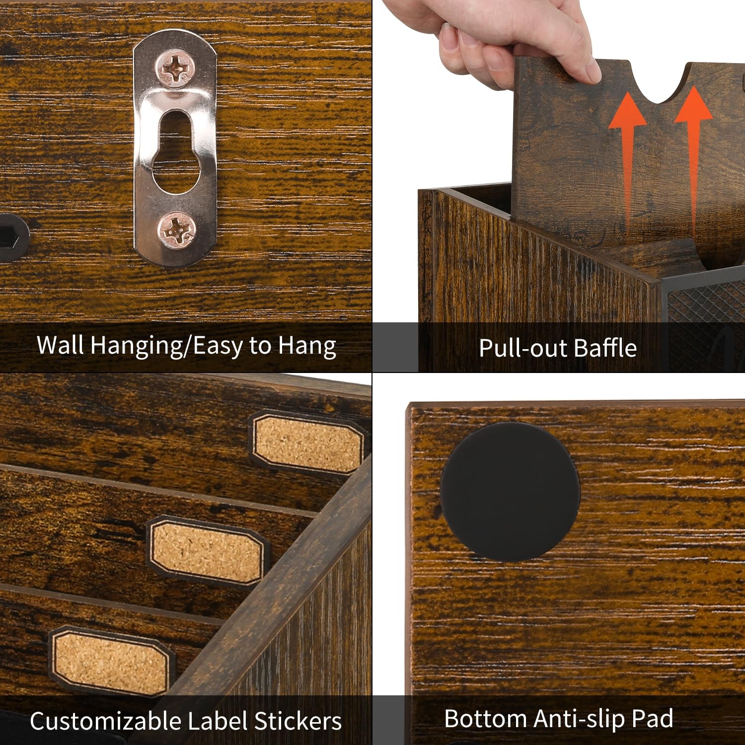 YINMIT Mail Organizer Countertop, Holder, 3-Slot, Rustic Brown
