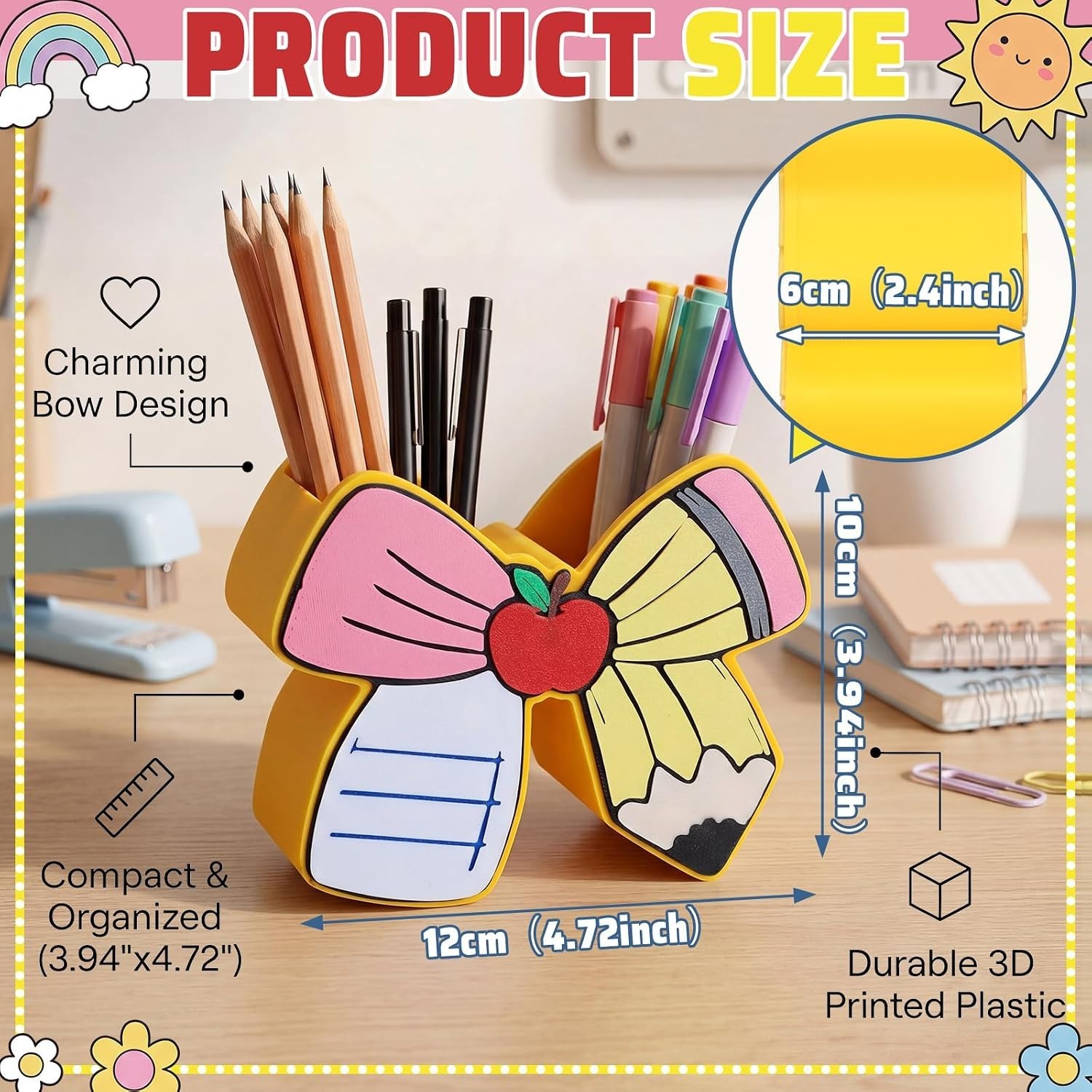 Adorable Yellow Pencil Holder for Desk – Perfect Gift for Teachers & Students