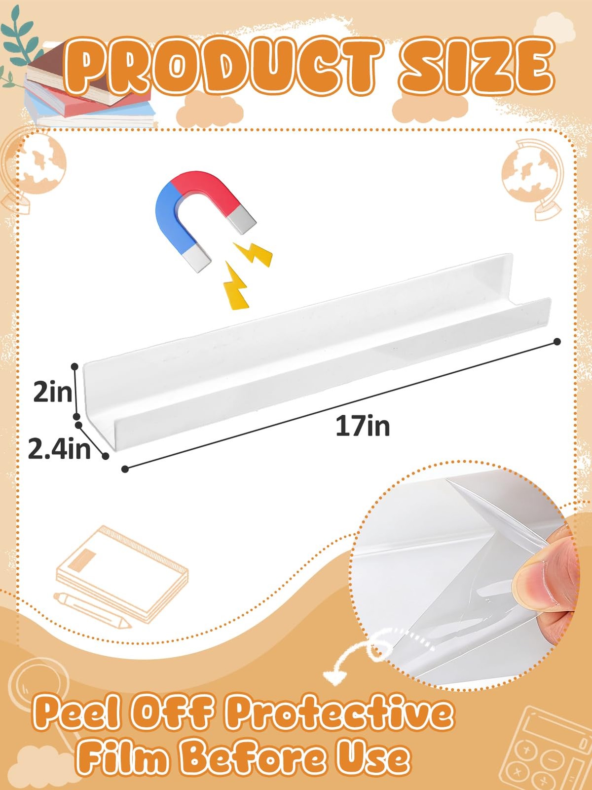 Strong Magnetic Book Shelf for Whiteboard – 17” Acrylic Books Display Holder …